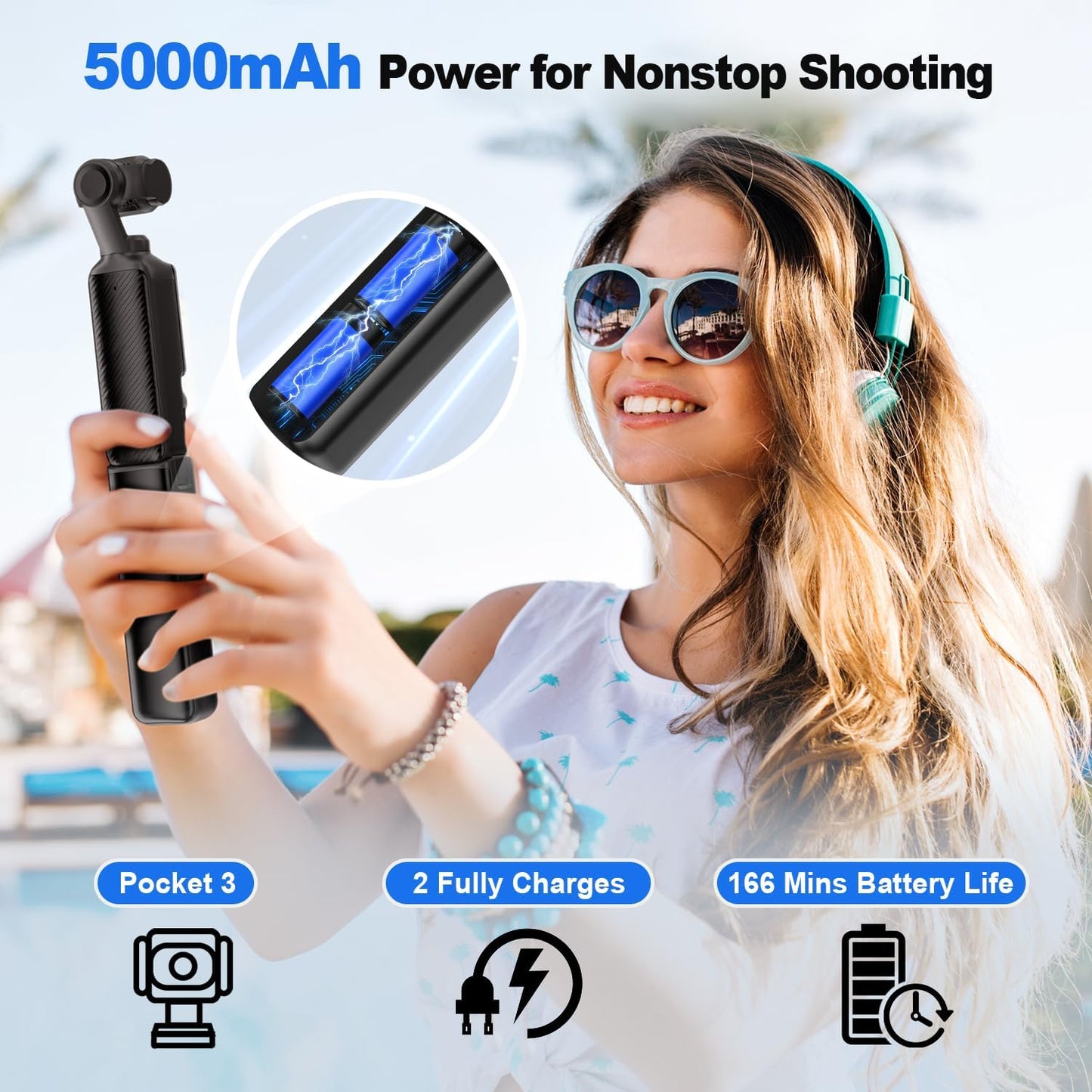 🔥DJI Osmo Pocket 3 Grip w/5000mAh Battery!⚡All-Day Power Handle + 1/4" Tripod Mount | No Audio Port Needed | TikTok Filmmaking Must-Have #DJITok #ViralCameraGear