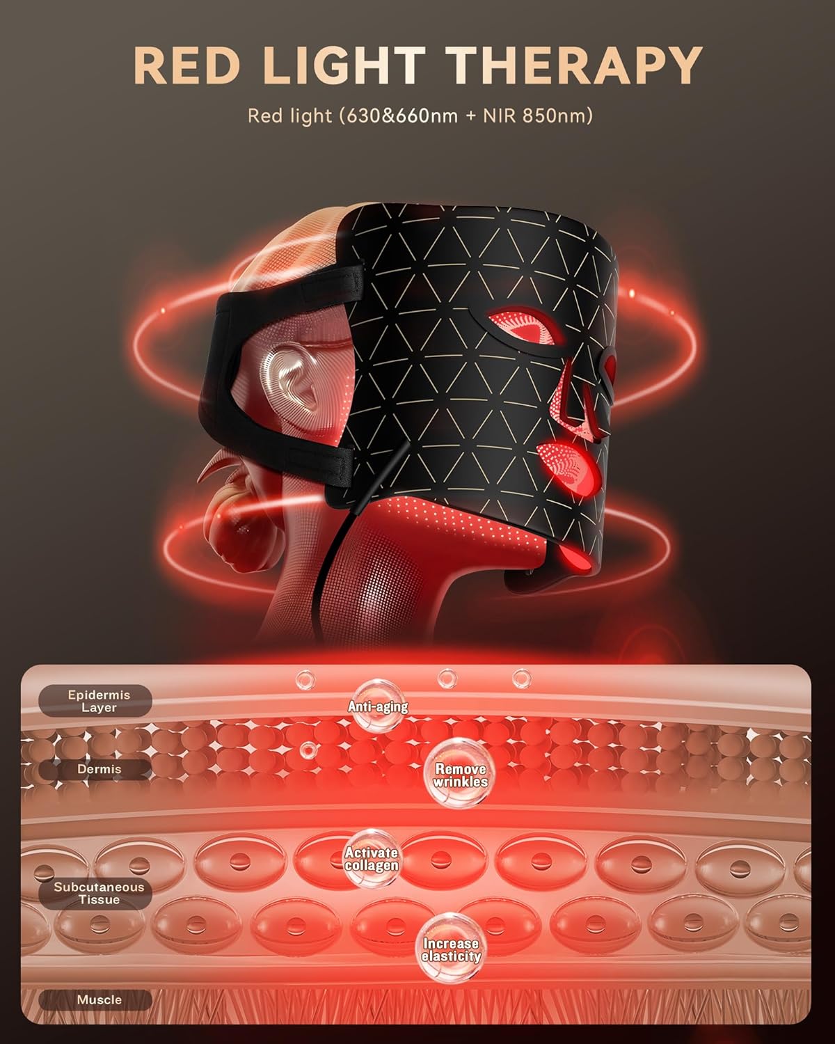 Red Light Therapy Mask ✨ Dual-Wavelength Anti-Aging & Acne Killer 💎 630nm/830nm Salon-Level Glow at Home 🔥 Dermatologist-Tested #SkincareHack #RedLightMagic