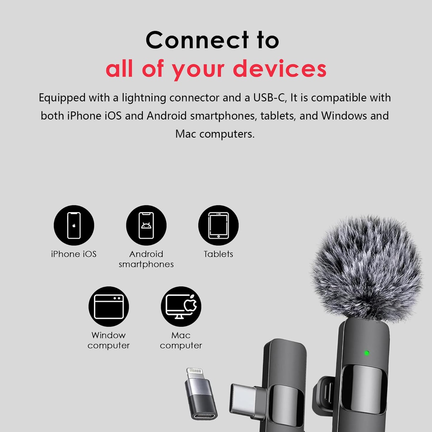 🎤🔥 2-Pack Wireless Lavalier Mic for iPhone/Android | Studio-Quality Recording⚡48H Battery🌟【Podcast/ASMR Pro】USB-C Clip-on Microphone with Noise Cancel - Perfect for Video, Live Stream, YouTube