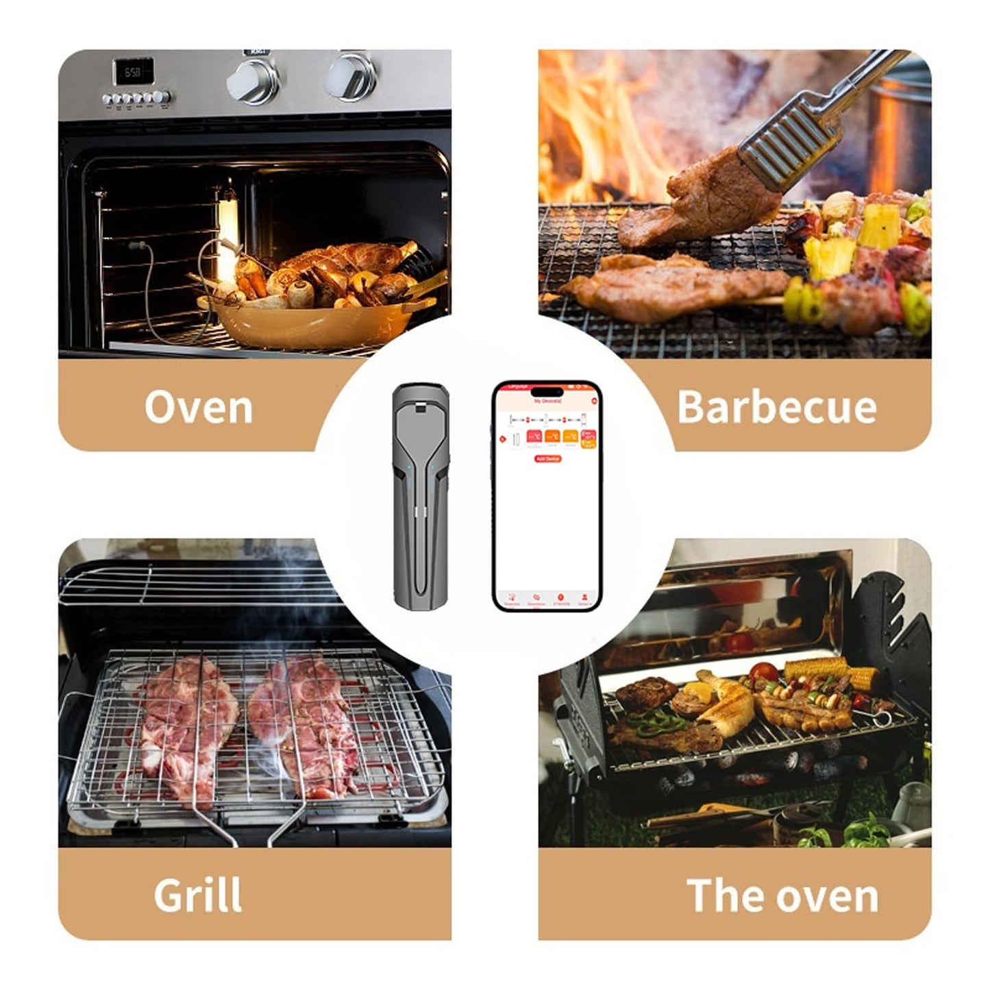 🔥Smart Meat Pro Thermometer💥 Instant-Read Magic⚡ 10-in-1 App Control✨ BBQ/Air Fryer/Oven Master | TikTok's #1 Kitchen Hack