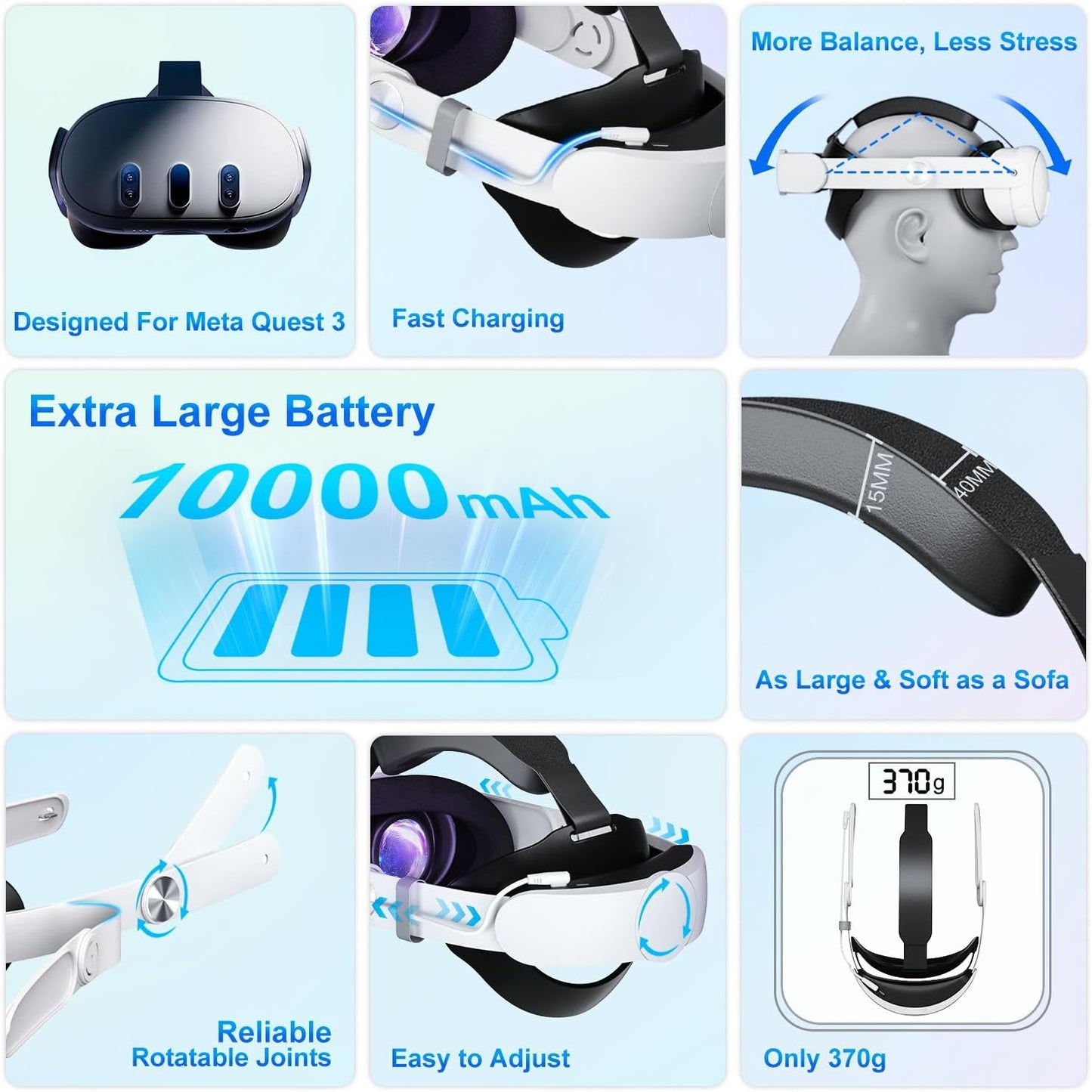 🔥Meta Quest 3 Battery Strap 2025 - 10000mAh Official Fit Elite Strap Upgrade | 2X Playtime & Zero Neck Pain! TikTok's #1 VR Accessory of 2025⚡