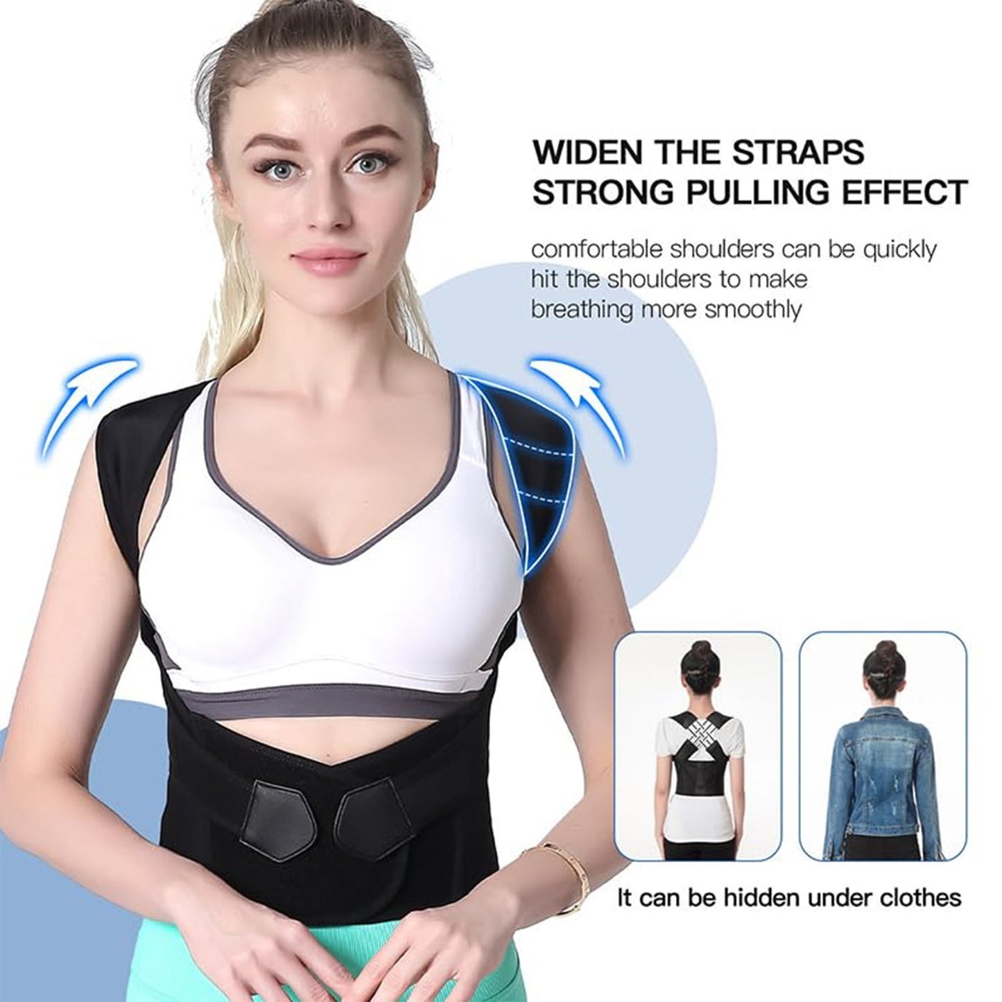 🌟 Adjustable Posture Corrector for Women & Men | Shoulder & Spine Alignment⚡3-Level Support【Office & Gym Essential】Upper/Middle Back Pain Relief