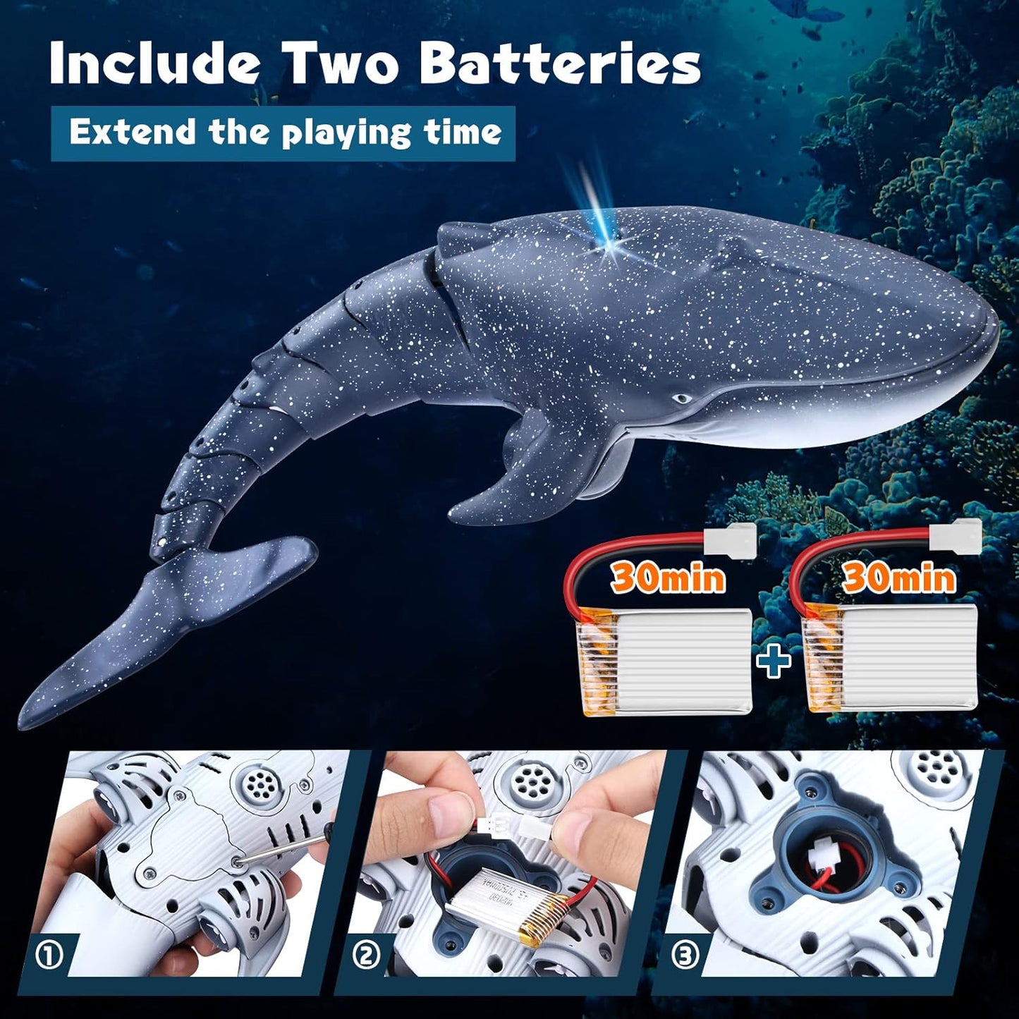 Upgraded RC Whale Shark Pool Toy ✨ 2x Battery Life & Crash-Proof Design 💦 Waterproof Remote Control Boat for Kids 6-12 🌟 Summer Splash Fun! 🔥 #PoolToys #TikTokMadeMeBuyIt
