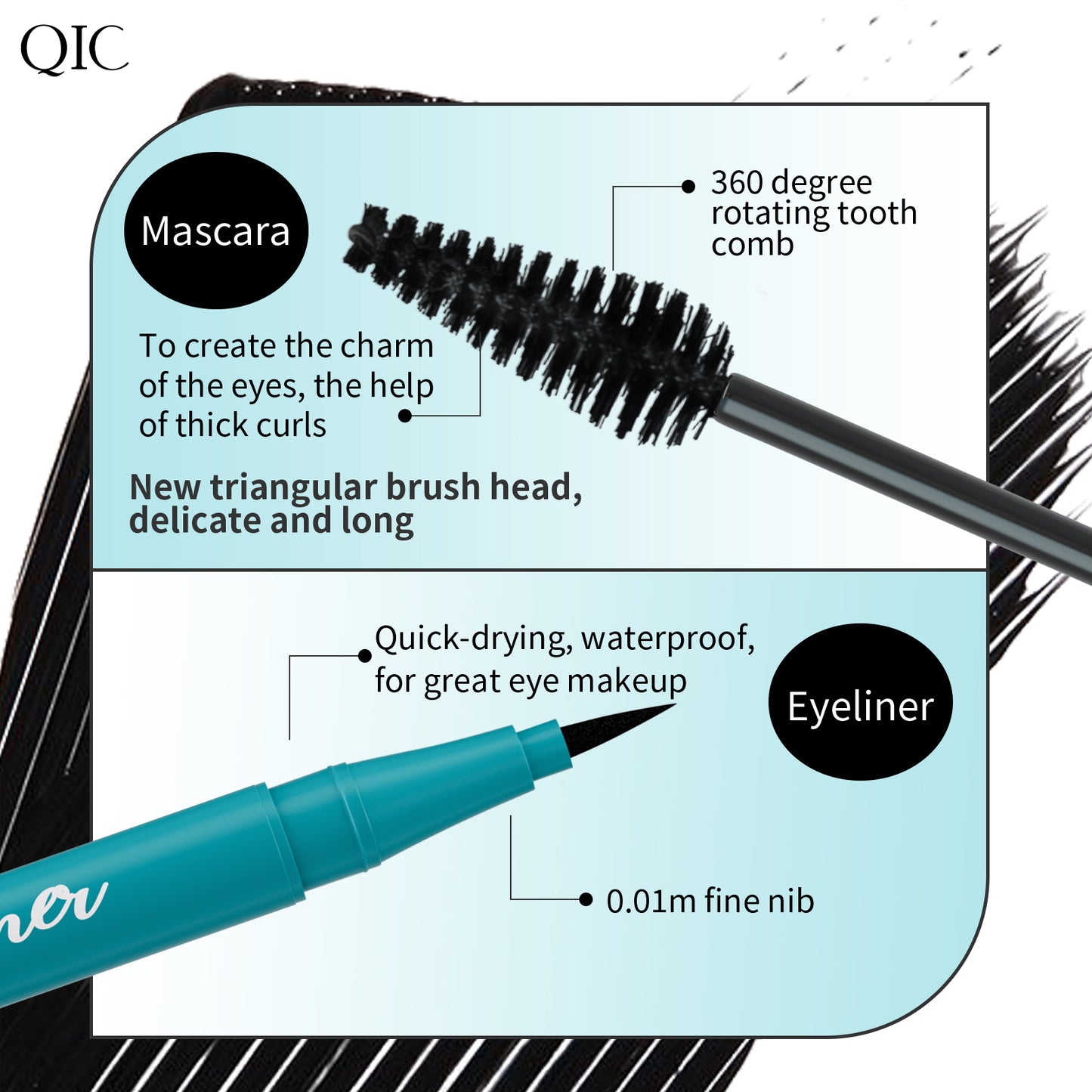 Jet Black Lash & Liner Duo ✨ 24H Waterproof & Sweatproof! 💦 Smudge-Proof Volume + Quick-Dry Winged Liner 🌟 Clump-Free #LashHack #NoPandaEyes #WaterproofMakeup