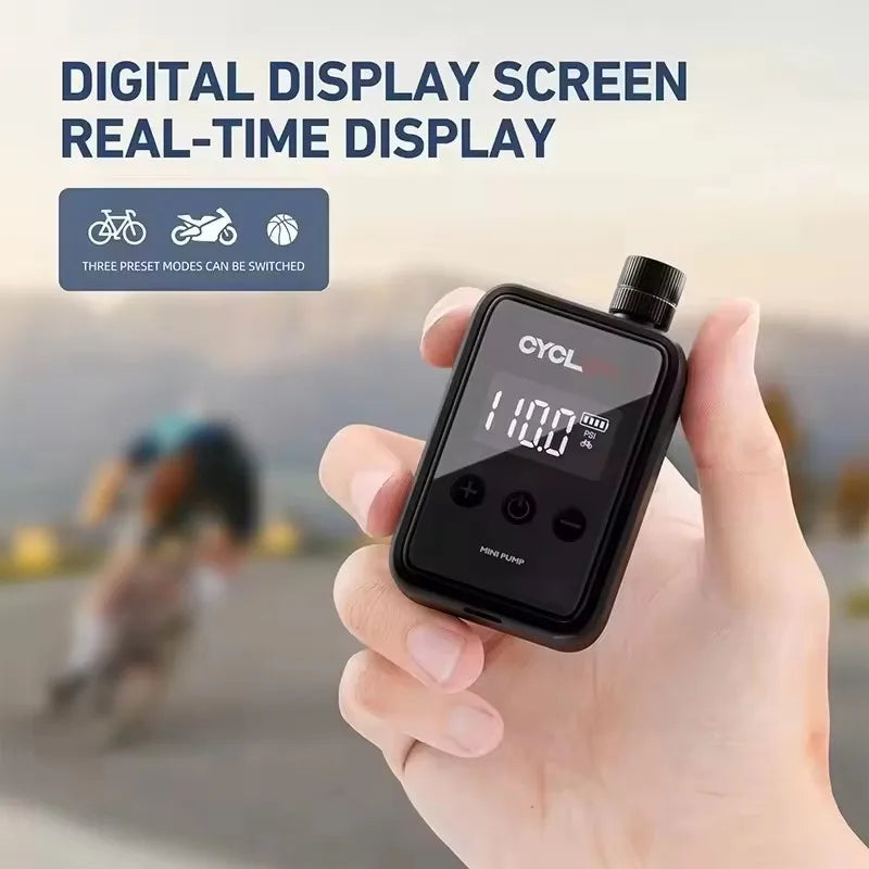Bicycle Electric Inflation Pump Mini Portable 150Psi High Pressure Air Inflator