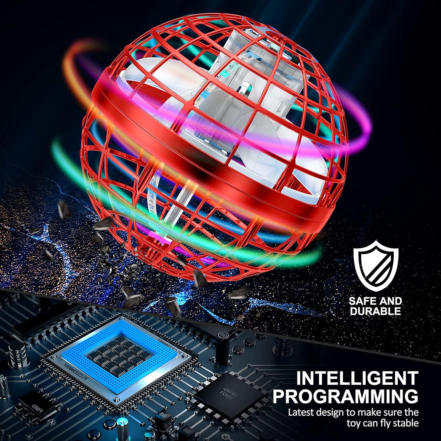 Galaxy Hover Ball Toy ✨ Auto-Float & LED Night Glow 💥 Gesture-Control Flying Orb for Outdoor Fun 🌟 Crash-Proof Gift for Kids 6-12 🔥 #OutdoorToys #TikTokMadeMeBuyIt