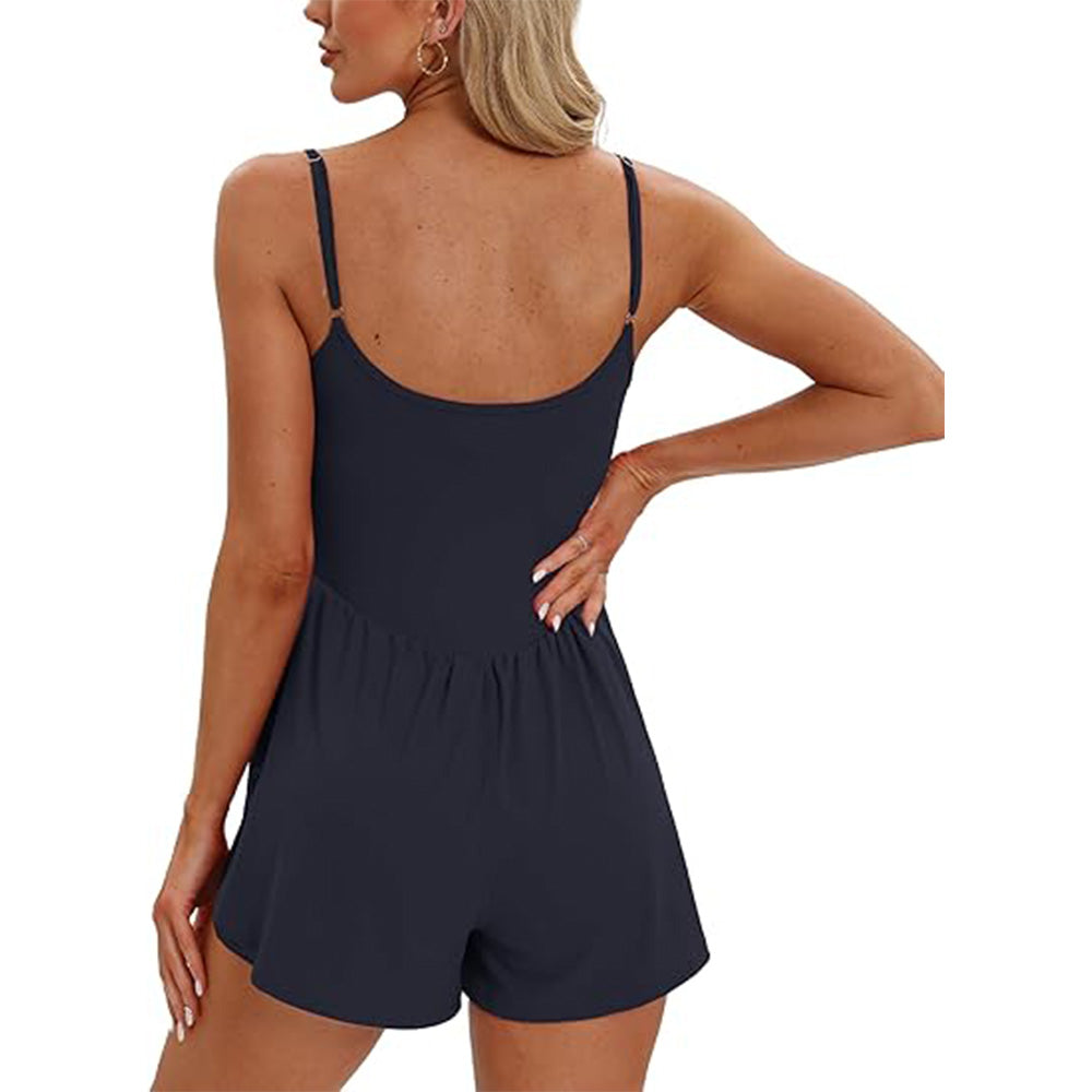 🌴Summer Breeze Essential! Double-Lined Short Romper✨ Adjustable Spaghetti Strap💃 No-Slip Sleeveless Jumpsuit | TikTok’s Hotlist