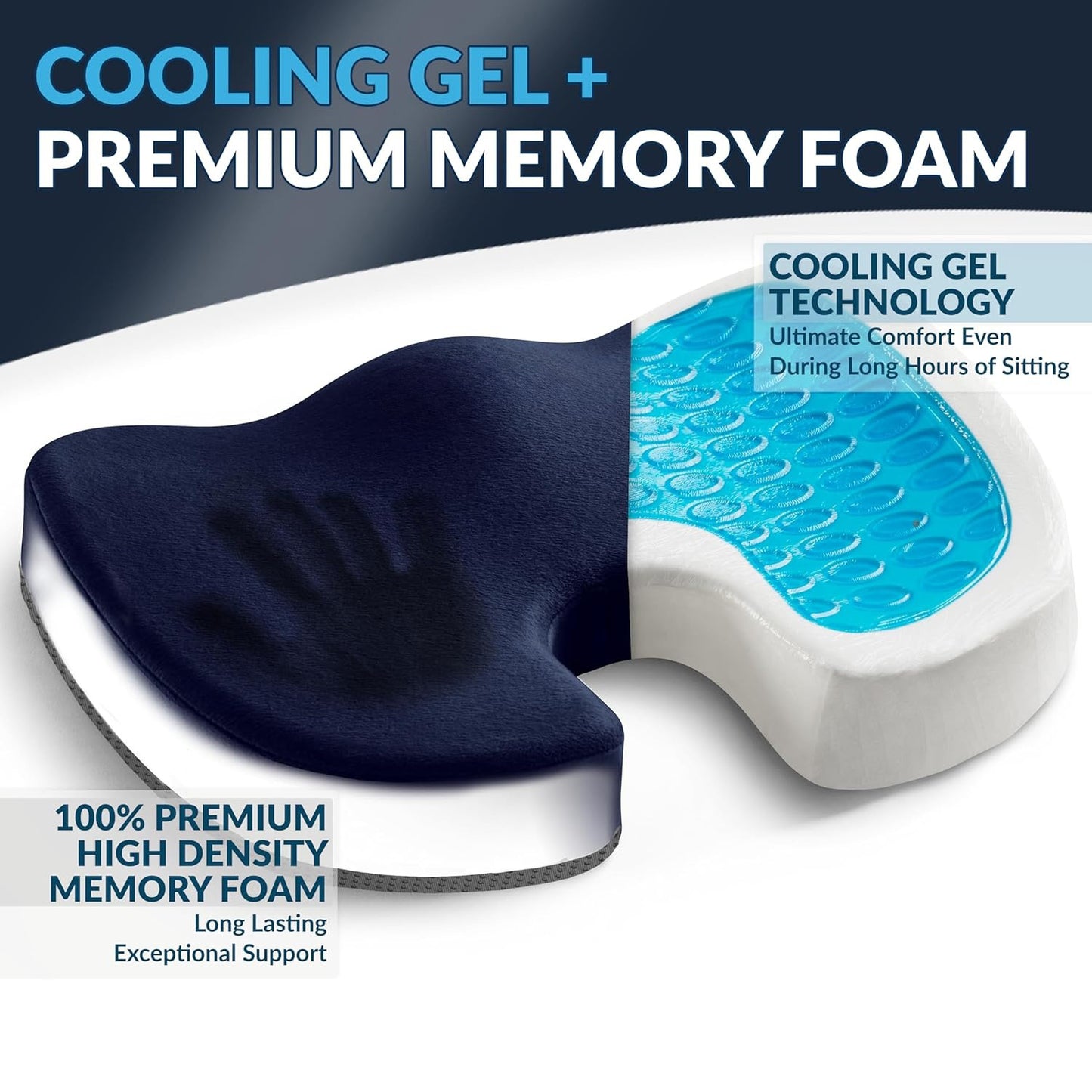 💺🔥 Orthopedic Coccyx Cushion with Gel & Memory Foam | 72% Pain Relief⚡Non-Slip【Office & Car Pro】Ergonomic Seat Pad for Tailbone/Sciatica/Back Pain - Desk Chair & Driving Essential