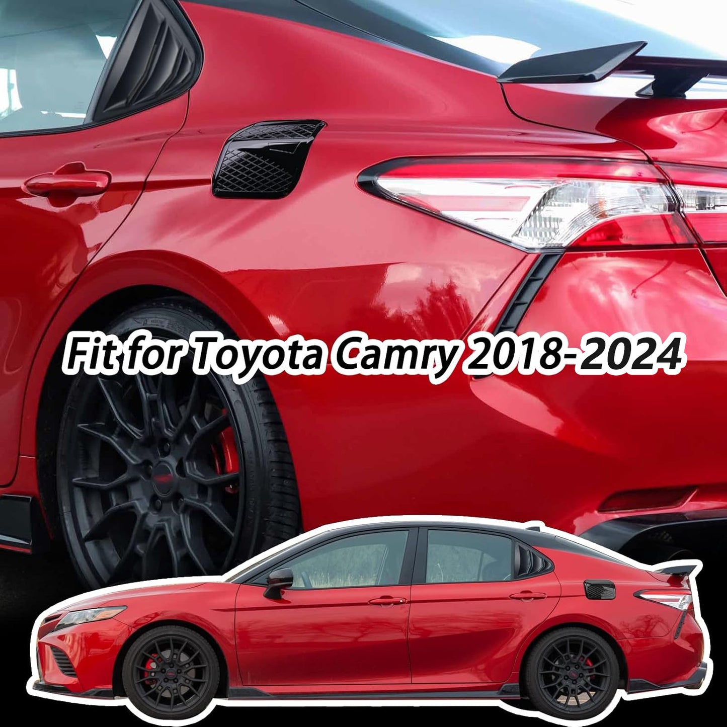 🔥🚗 Rear Window Louvers for Toyota Camry 2018-2024 | 2PC Sporty Set⚡ABS Air Vent Covers⚡【Side Scoop Kit】Exterior Trim Blinds & Shades - No-Drill 5-Min Install