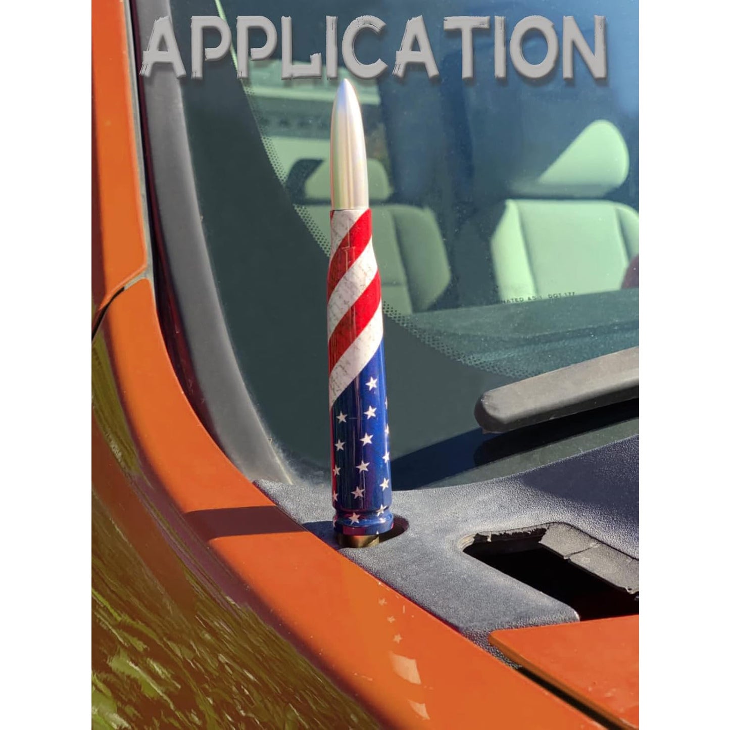 🚨 Bullet Antenna for Dodge Ram & Ford F-Series | Anti-Theft Lock⚡【Truck Pro】🇺🇸Flag Design Radio Antenna F150/F250/F350/Raptor/Bronco (1990-Current) - 360° Signal Booster