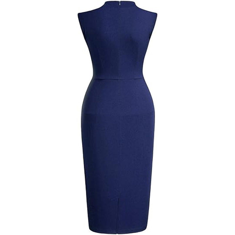 💋Sultry Vintage Vibes! Half-Collar Ruffle Dress w/ Waist Cinching✨ Old Hollywood Glam Pencil Dress💫 Cocktail Party Dress | Retro TikTok Viral