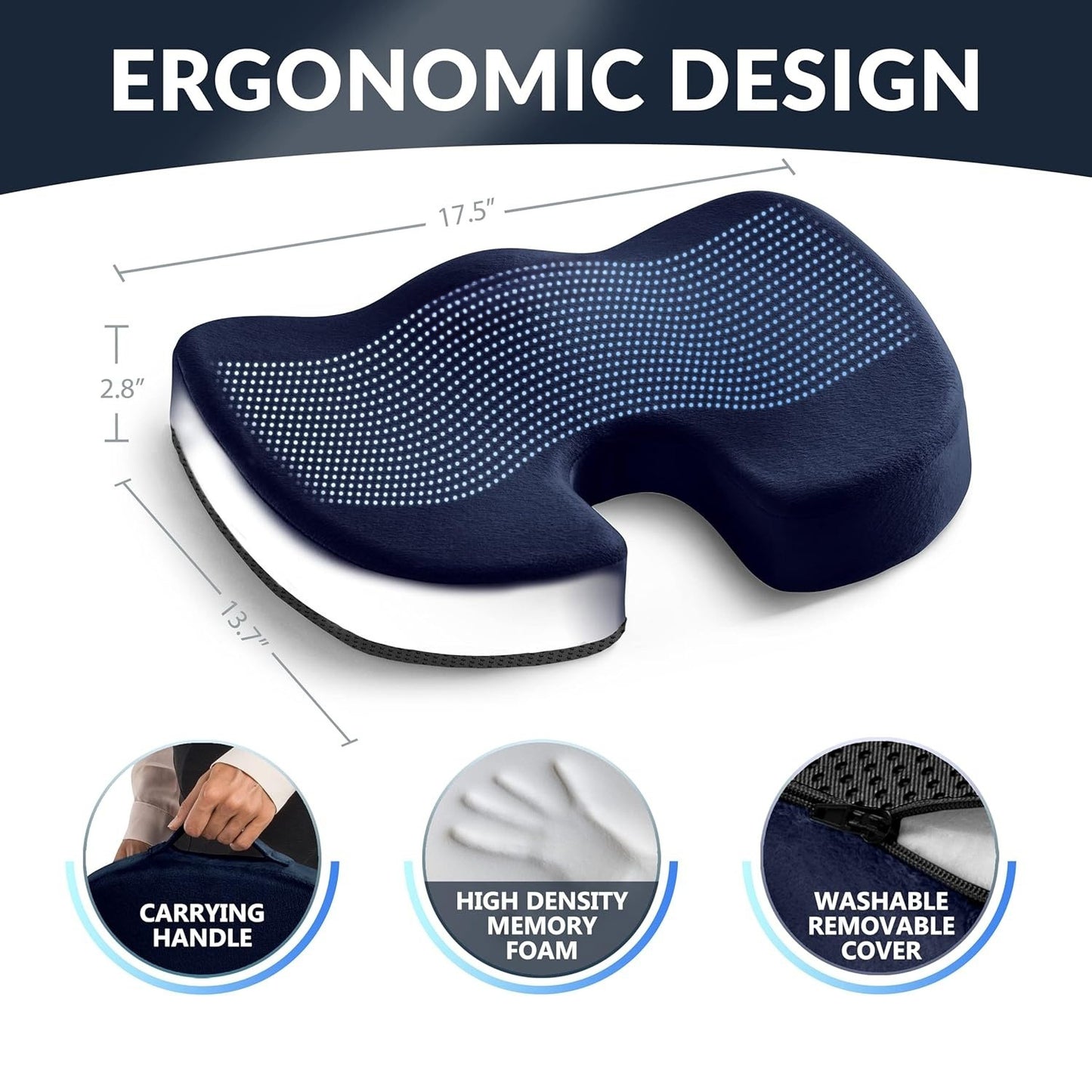 💺🔥 Orthopedic Coccyx Cushion with Gel & Memory Foam | 72% Pain Relief⚡Non-Slip【Office & Car Pro】Ergonomic Seat Pad for Tailbone/Sciatica/Back Pain - Desk Chair & Driving Essential