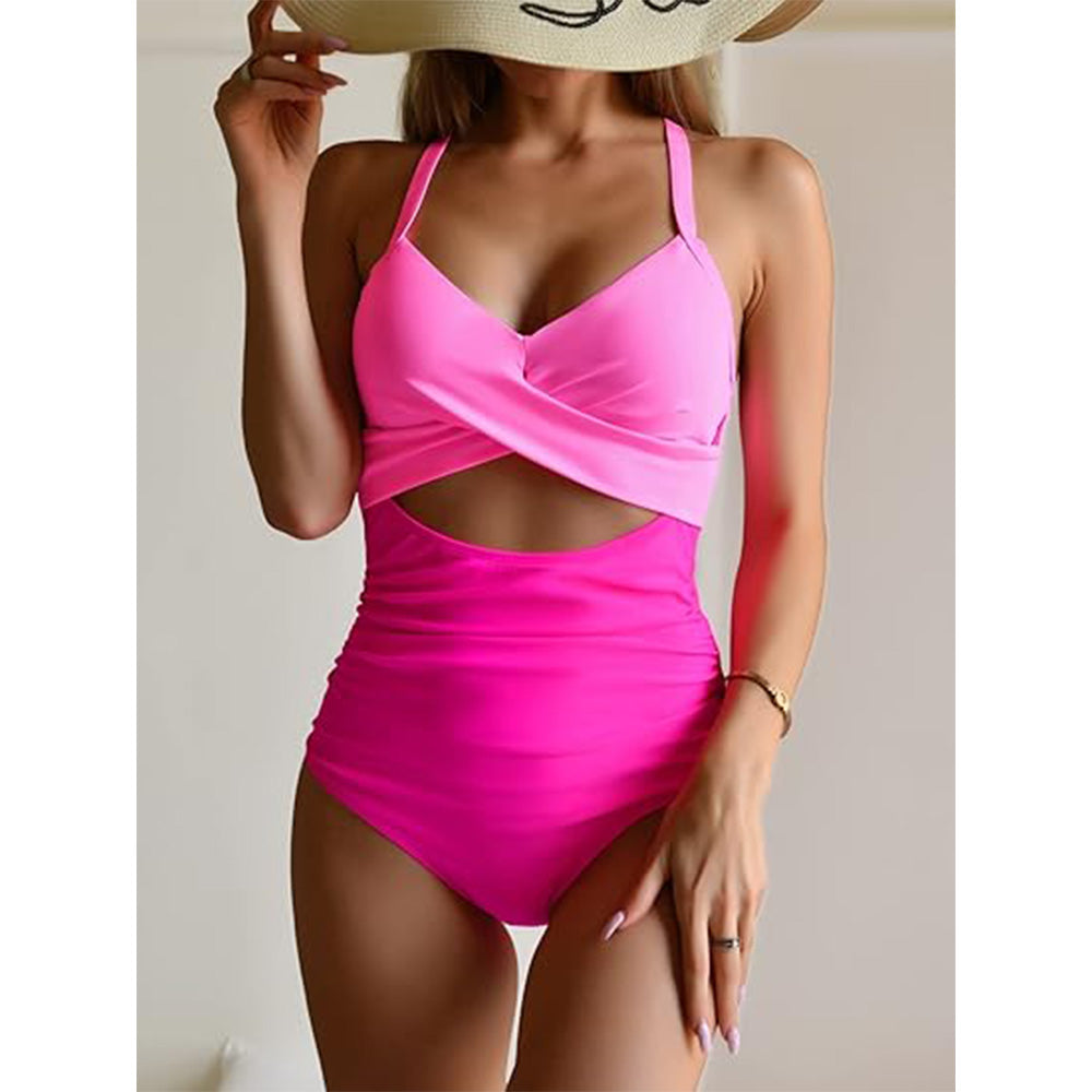 🔥Bombshell Beach Alert! Tummy Control Swimsuit w/ Sexy Cutouts✨ High Waisted One Piece💦 Wrap Tie Back | TikTok’s Obsession