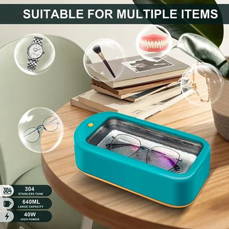 ✨ Ultrasonic Glasses Cleaner Pro with 30s Deep Clean | 3-in-1 Jewelry Cleaner⚡Portable & Waterproof🌟【Dentist-Approved】Sonic Cleaning Machine for Eyeglasses, Earrings, Necklaces