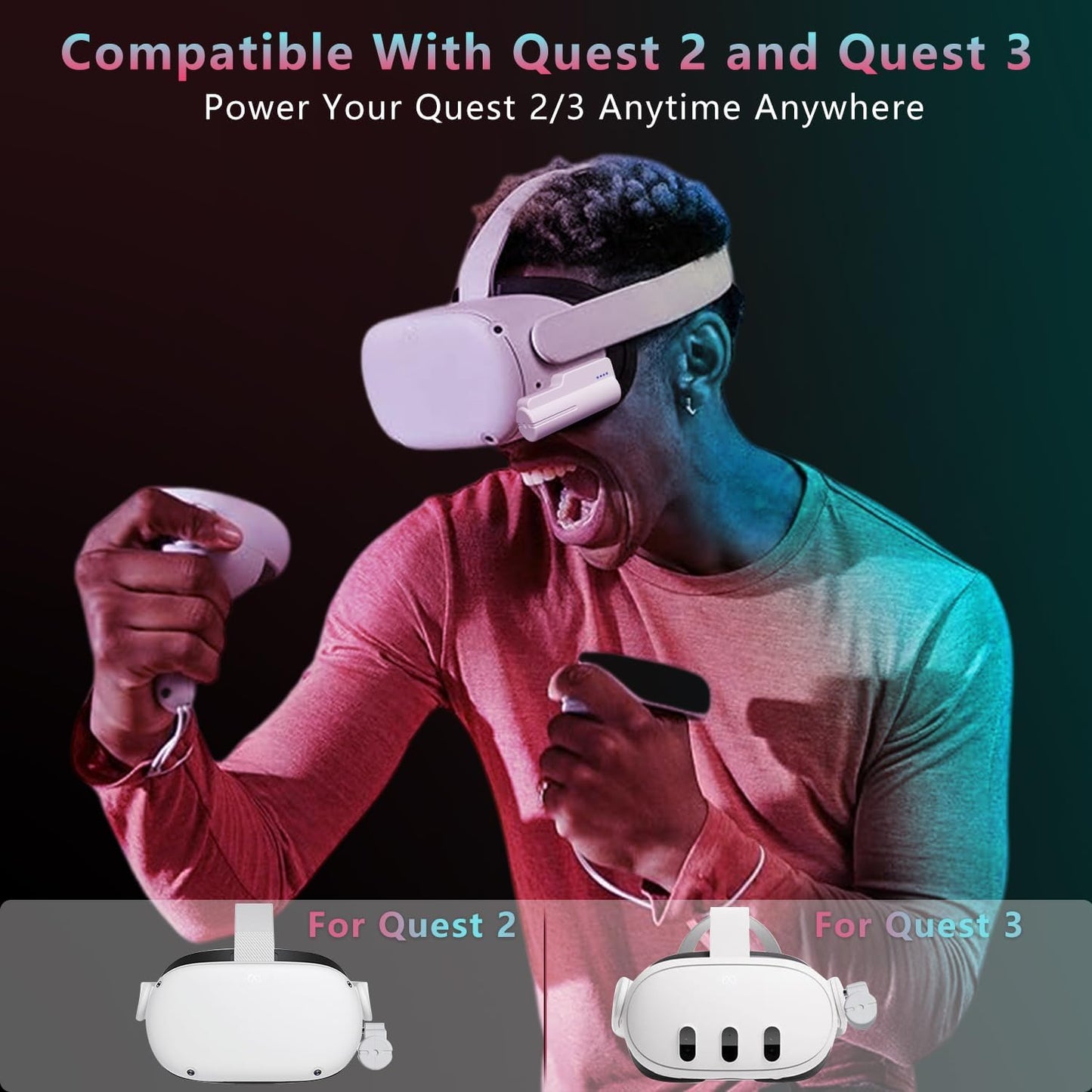🔥TikTok Viral Meta Quest 3 Battery Strap | 5000mAh 18W Fast Charge & Ultra-Light Comfort! Elite Strap Upgrade for Quest 2 & 3 Accessories - Double VR Playtime⚡