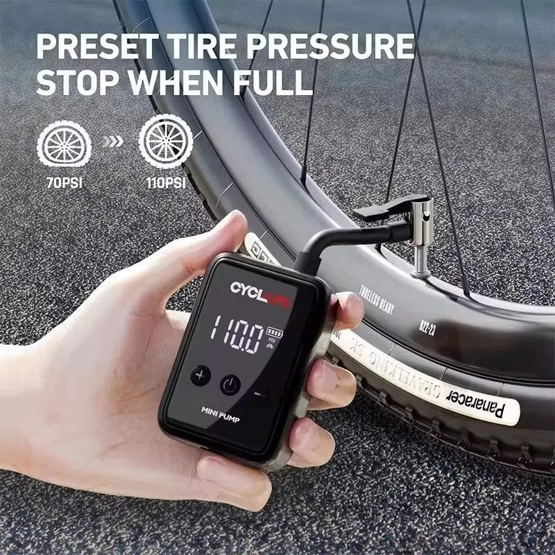 Bicycle Electric Inflation Pump Mini Portable 150Psi High Pressure Air Inflator