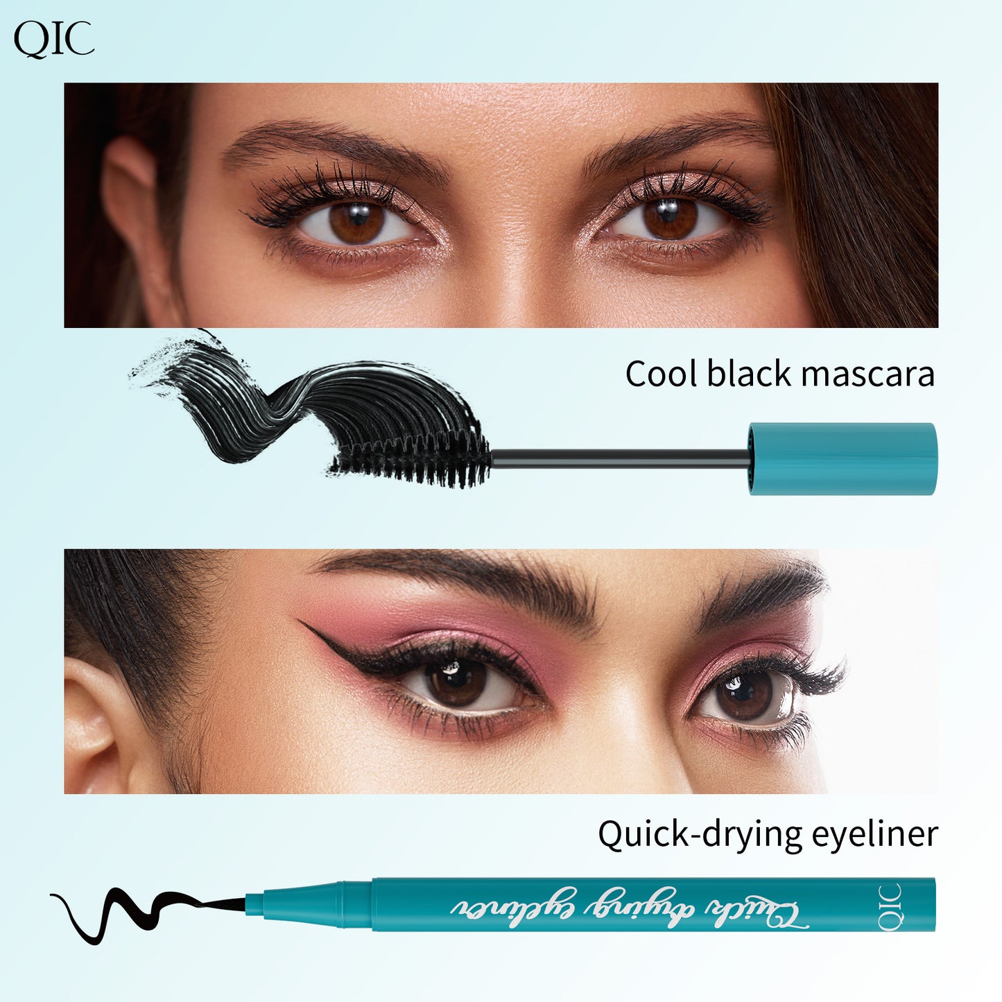 Jet Black Lash & Liner Duo ✨ 24H Waterproof & Sweatproof! 💦 Smudge-Proof Volume + Quick-Dry Winged Liner 🌟 Clump-Free #LashHack #NoPandaEyes #WaterproofMakeup
