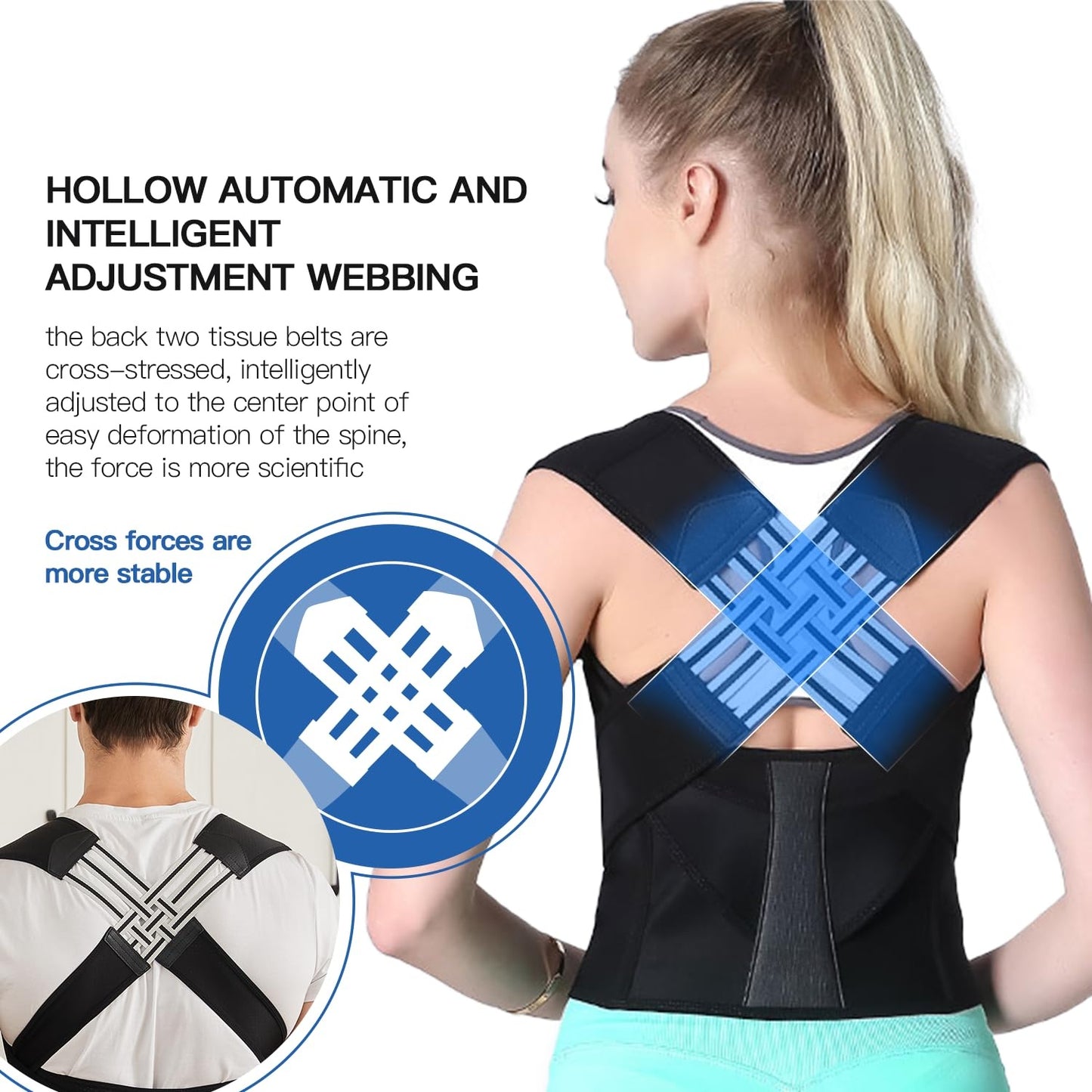 🌟 Adjustable Posture Corrector for Women & Men | Shoulder & Spine Alignment⚡3-Level Support【Office & Gym Essential】Upper/Middle Back Pain Relief