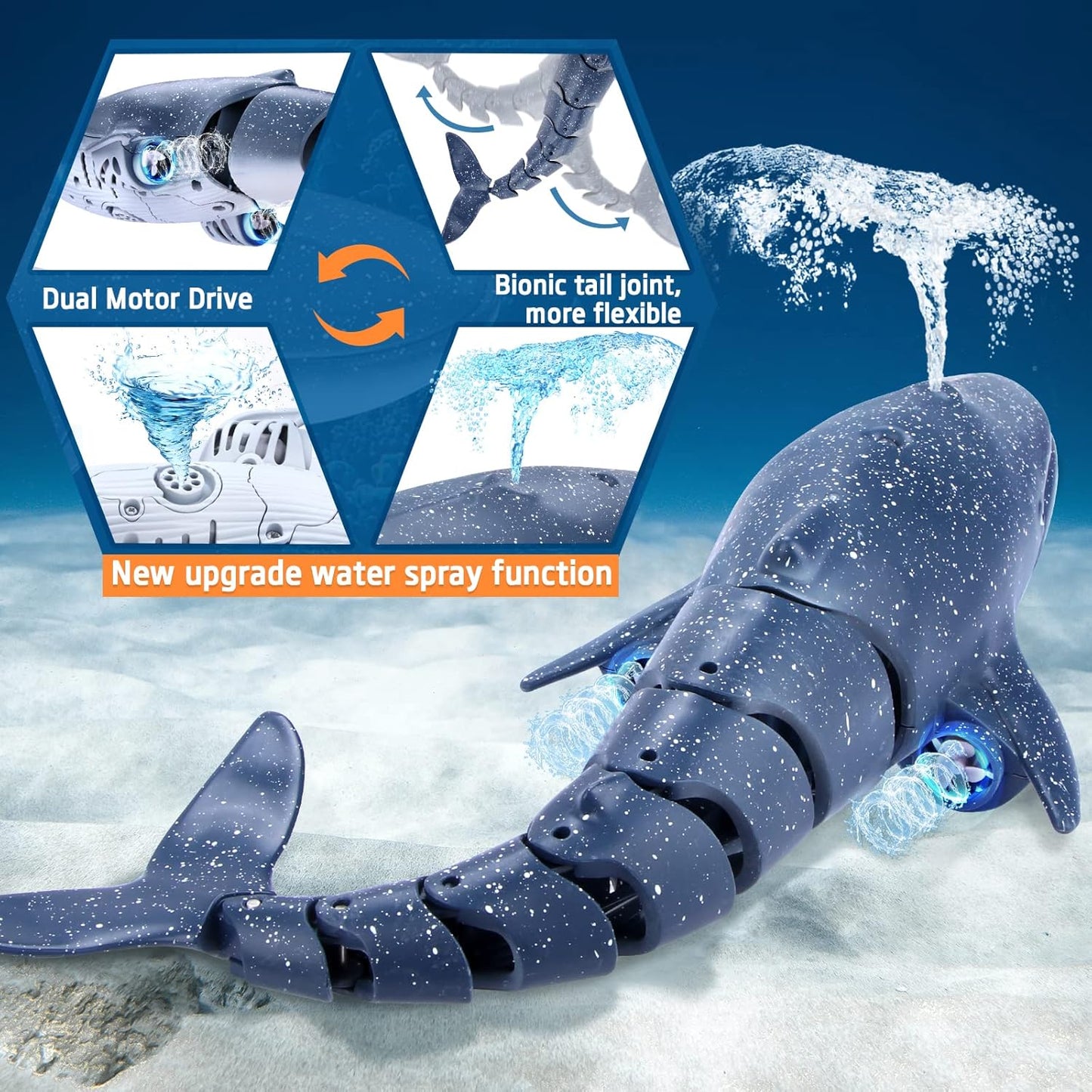Upgraded RC Whale Shark Pool Toy ✨ 2x Battery Life & Crash-Proof Design 💦 Waterproof Remote Control Boat for Kids 6-12 🌟 Summer Splash Fun! 🔥 #PoolToys #TikTokMadeMeBuyIt