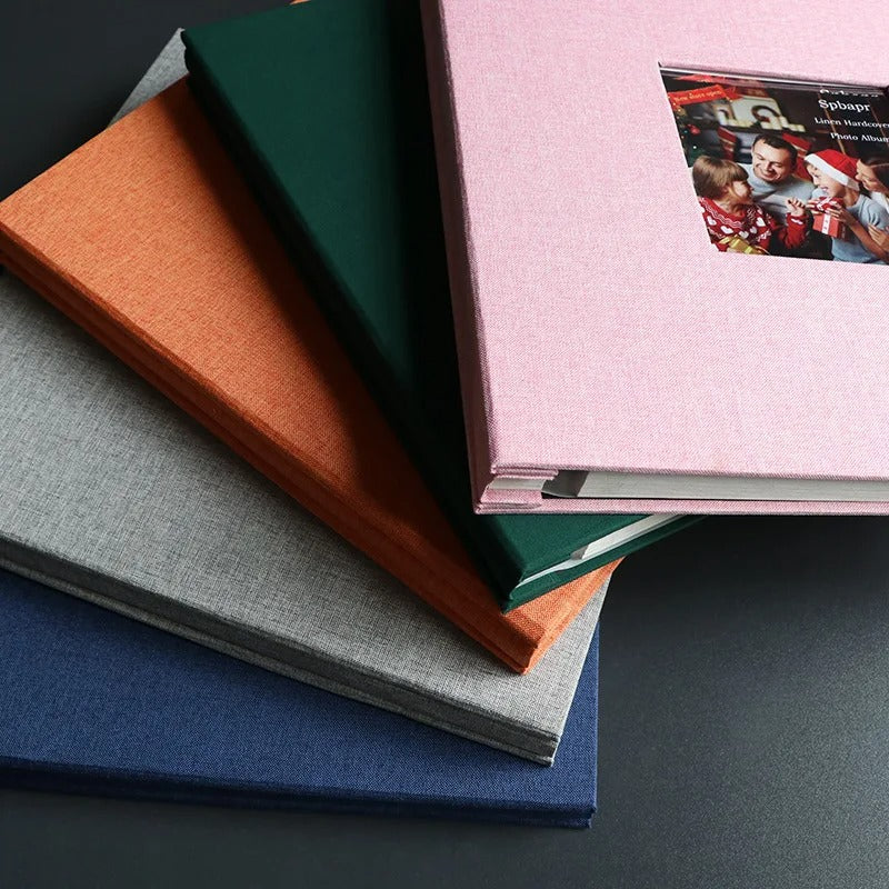 📸🔥 Linen Self-Adhesive Scrapbook 16"/18" | 40 Pages Photocard Album⚡20 Sheets No-Stick Design🌟【Wedding/Handmade Pro】Color-Customizable Cover with Acid-Free Pages