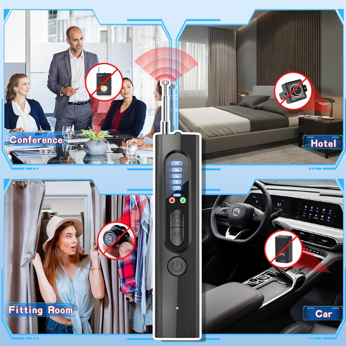 🚨📡 5-Level Sensitivity Camera & GPS Tracker Detector | Portable Hidden Device Finder for Home, Car & Travel | Privacy Protection Anywhere 🌐👜 #PrivacyTech #TravelSecurity
