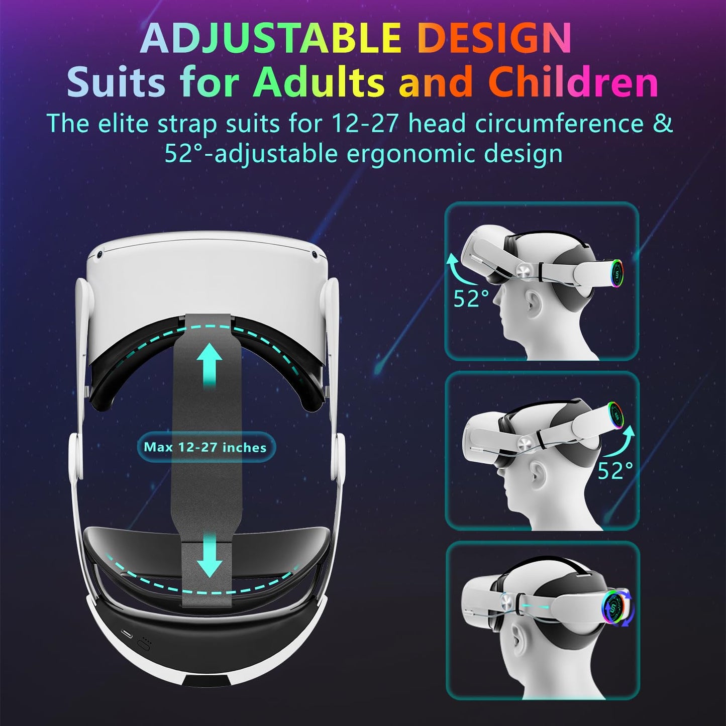 10000mAh Oculus Quest 2 Head Strap ✨ RGB Lights & Fast Charging 💥 Elite Strap Replacement + 8H Playtime 🌟 Zero-Pressure Comfort Fit 🔥 #VRHacks #OculusQuest2