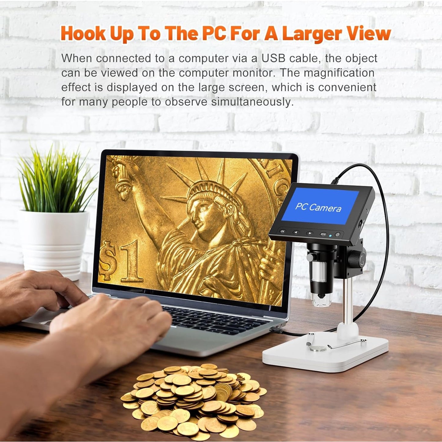 🔍 1000X Digital Coin Microscope with 4.3" LCD | 8X Brighter LEDs⚡PC View for Windows/Mac🌟【Pro Collector's Kit】EDM4 Magnifier for Error Coins & Electronics Repair