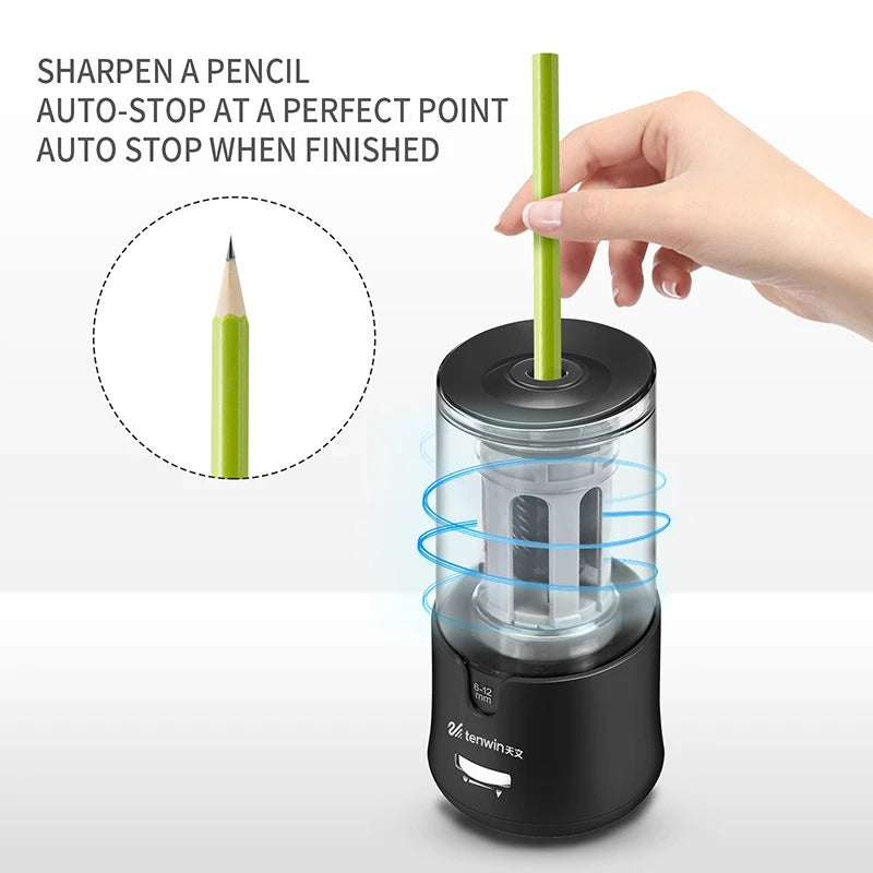✏️🔥 Auto-Stop Electric Sharpener for Colored Pencils | 3-Second Shave⚡Kids-Safe Design🌟【Art Class Hero】USB-Powered Mechanical Sharpener for School/Office/Home