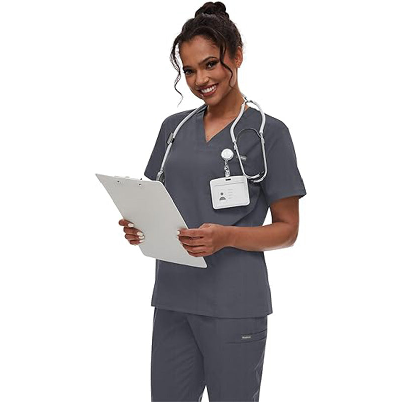 💊 3-Piece Medical Scrub Set with V-Neck Top & Yoga Joggers | 8hr ComfortFlex⚡【Nurse Pro Essentials】Anti-Wrinkle & Moisture-Wicking Uniform for Hospital/Clinic Shifts