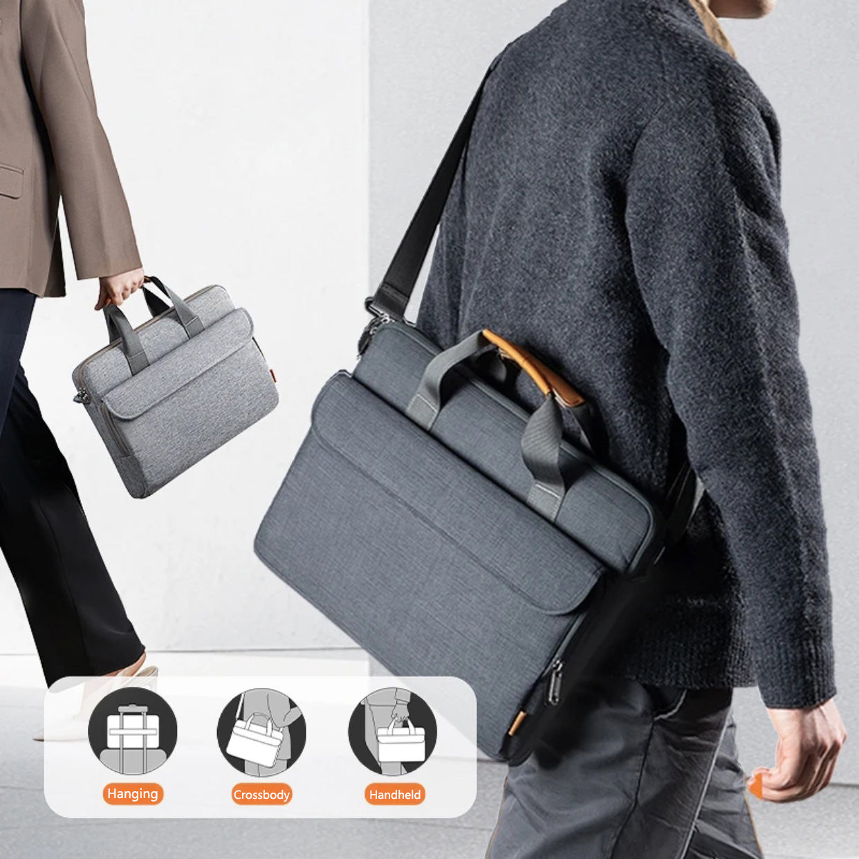 💻🔥 Shockproof 360° Laptop Shoulder Bag | Universal Fit⚡️【Commuter Pro】Anti-Scratch Design🌟 Compatible with MacBook Pro 16/HP/Dell/Lenovo/Asus - All-Day Comfort Carrier