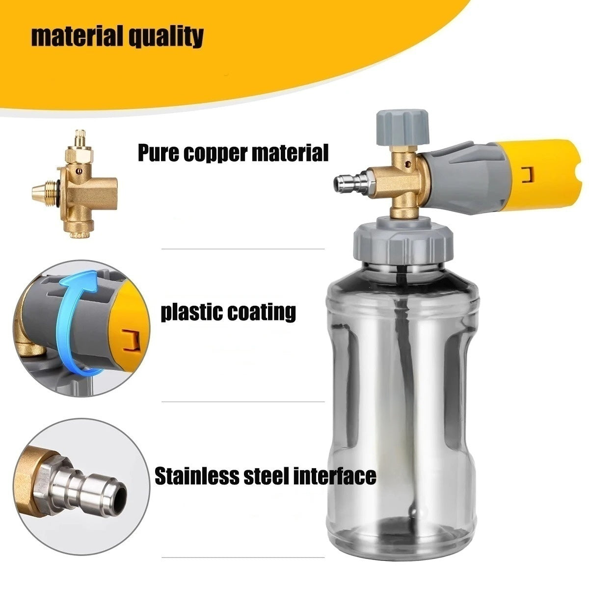 🚗💨 1L Transparent Foam Cannon with Nozzle | High-Pressure Pro⚡【Car Wash Beast】Foam Lance Sprayer Gun for Water Pumps - See-Through Foam Generator & Detergent Saver