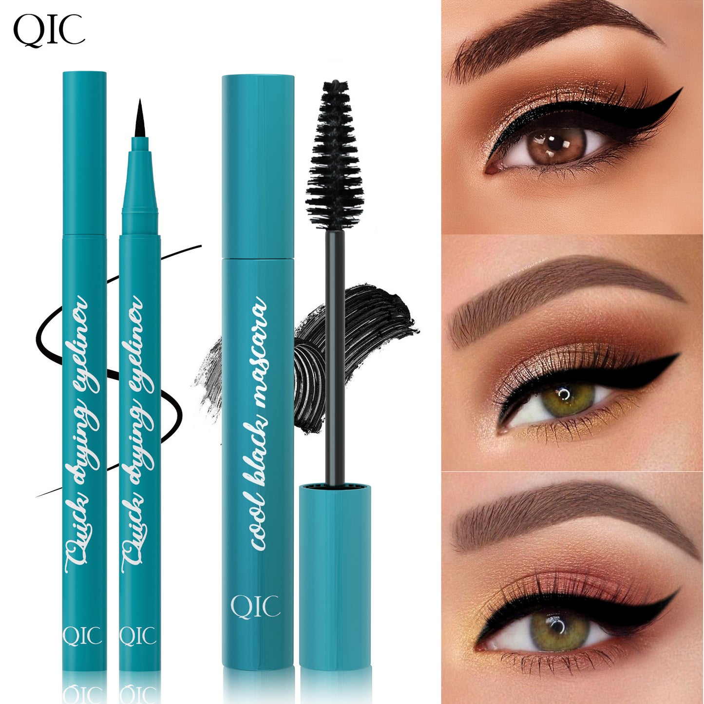 Jet Black Lash & Liner Duo ✨ 24H Waterproof & Sweatproof! 💦 Smudge-Proof Volume + Quick-Dry Winged Liner 🌟 Clump-Free #LashHack #NoPandaEyes #WaterproofMakeup