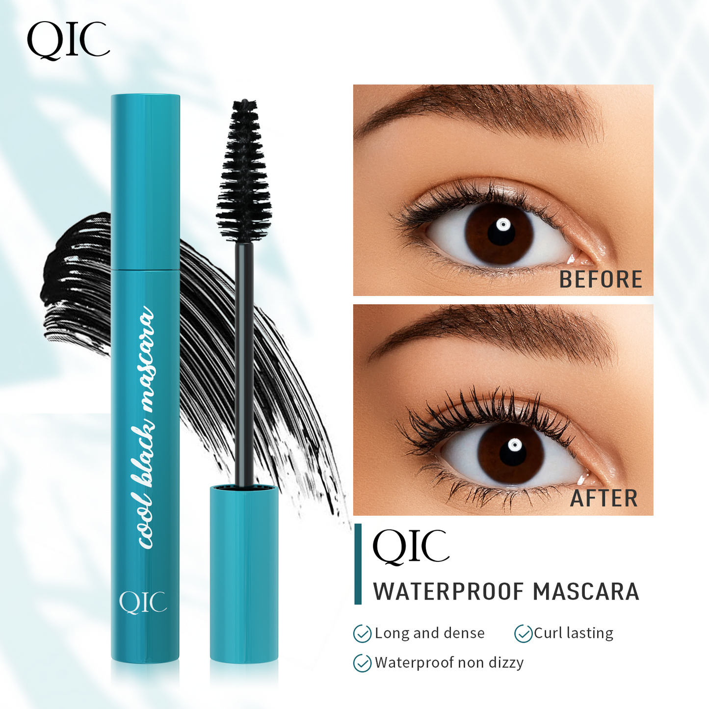 4D Volumizing Mascara ✨ Jet Black Waterproof 24H! 💦 Clump-Free Curl & Smudge-Proof Lengthening 🌟 Salon-Level #LashHack! #WaterproofMascara #VolumeMascara