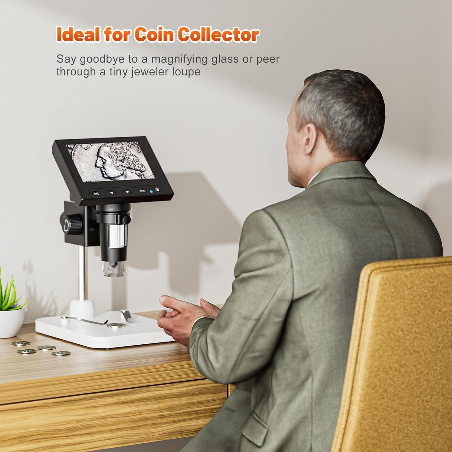 🔍 1000X Digital Coin Microscope with 4.3" LCD | 8X Brighter LEDs⚡PC View for Windows/Mac🌟【Pro Collector's Kit】EDM4 Magnifier for Error Coins & Electronics Repair