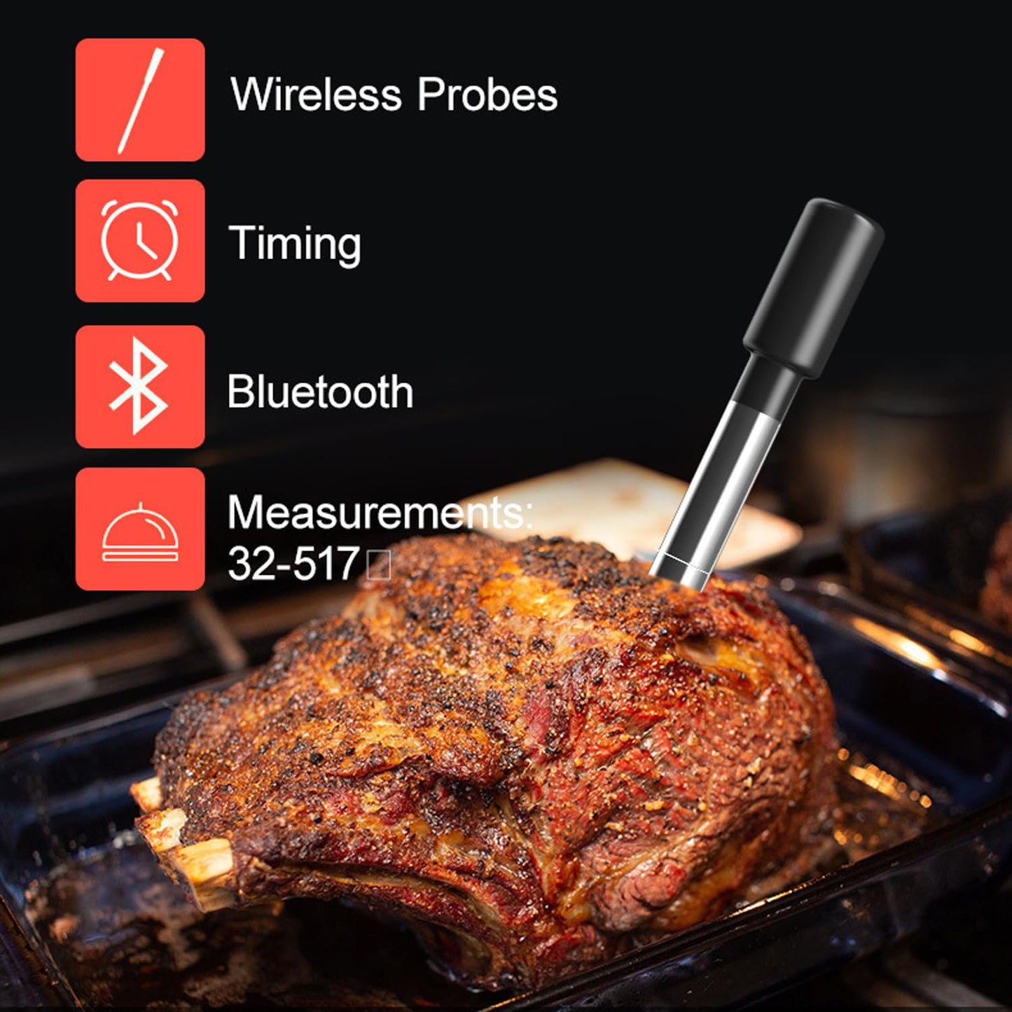 🔥Smart Meat Pro Thermometer💥 Instant-Read Magic⚡ 10-in-1 App Control✨ BBQ/Air Fryer/Oven Master | TikTok's #1 Kitchen Hack
