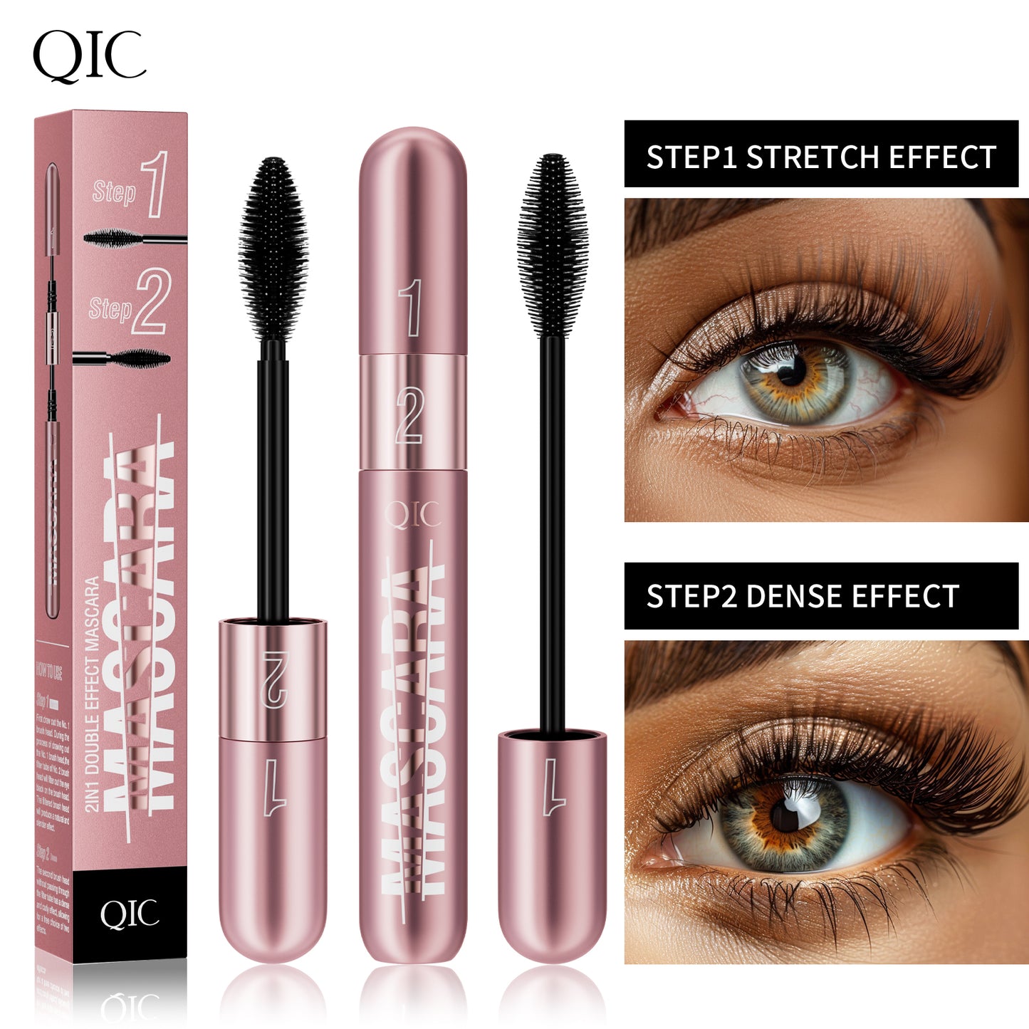 2-in-1 Lash Multiplying Mascara ✨ 24H Oil & Sweat Proof! 💦 Smudge-Proof Lengthening + Curl & Volume 🌟 Clump-Free #LashHack! #WaterproofMascara #VolumeMascara