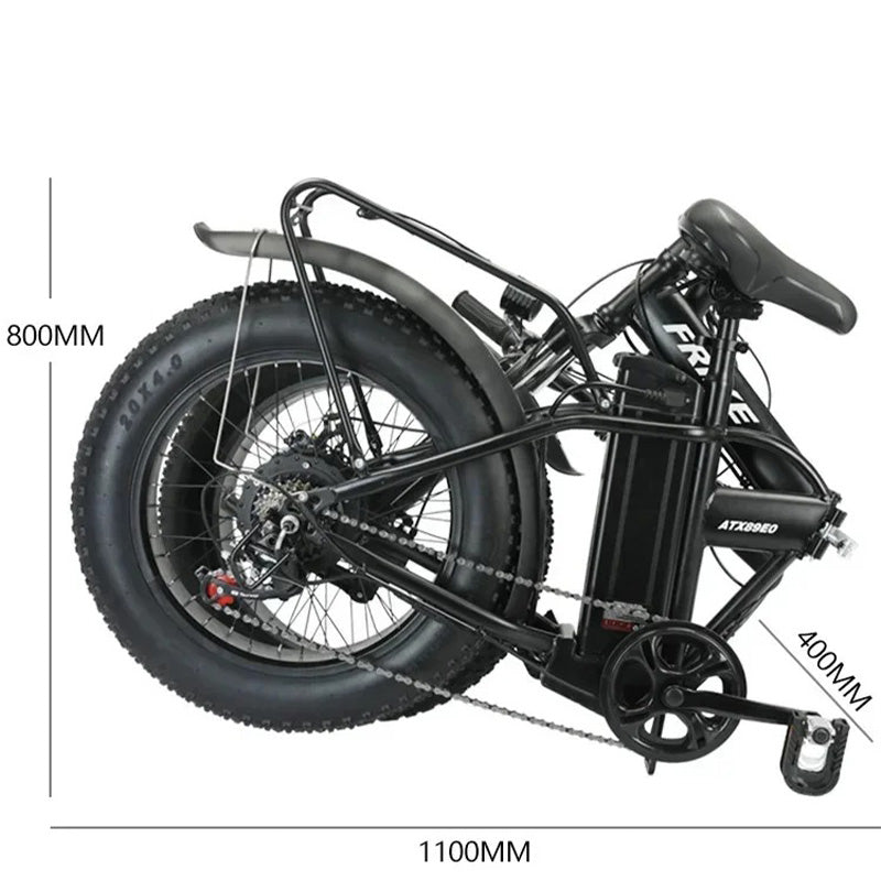 🚀 Folding Electric Bike 350W | 48V10AH Removable Battery⚡20"x4.0 Fat Tire Snow Beast🔥 All-Terrain Commuter eBike【20-Second Fold】