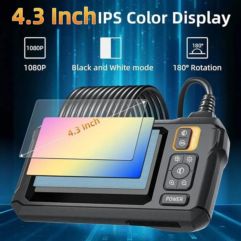 🔦 4.3" HD Endoscope Camera with 8X Brighter LEDs | 1920P Snake Cam⚡16.4ft FlexiSteel Cable🌟【Pipe Pro Kit】IP67 Waterproof Inspection Tool for Sewer/Pipes/Car Repair