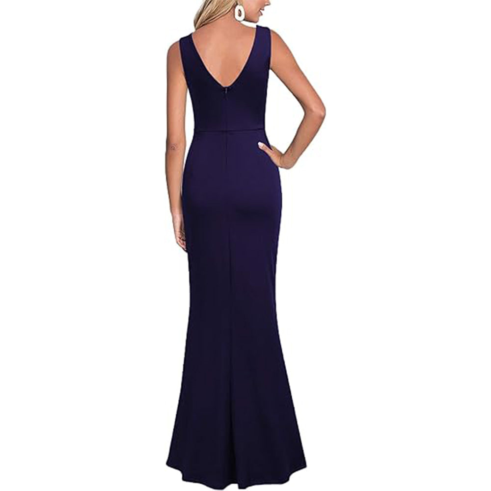 👗Red Carpet Glam! V-Neck Slit Dress w/ Thigh-High Split✨ Sexy Evening Gown💫 Bodycon Long Dress | Cocktail Party TikTok Viral