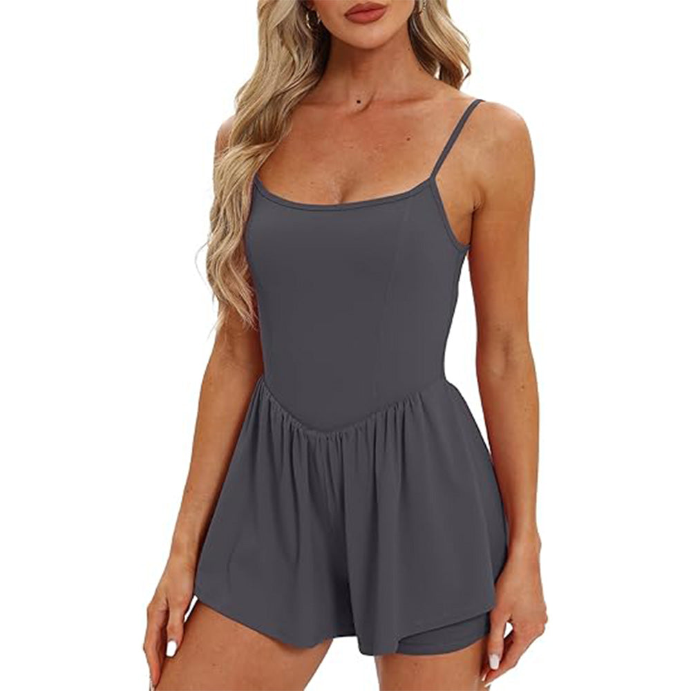 🌴Summer Breeze Essential! Double-Lined Short Romper✨ Adjustable Spaghetti Strap💃 No-Slip Sleeveless Jumpsuit | TikTok’s Hotlist