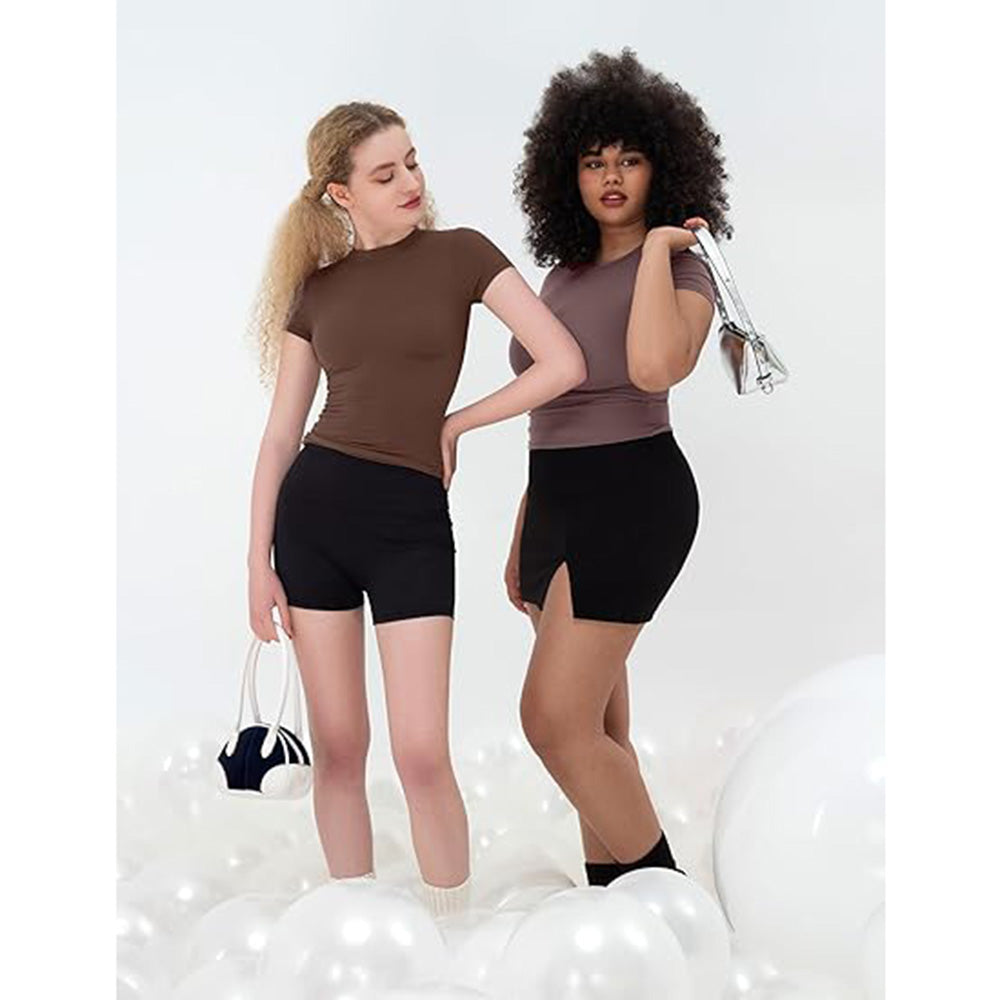 👚✨ Women's Double-Lined Slim Fit T-Shirt | Crew Neck Short Sleeve Top for Everyday Basics | Smoke Cloud Pro Collection ☁️ #WardrobeEssentials #OOTDInspo
