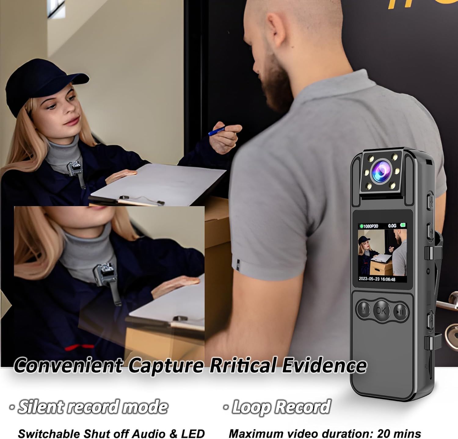 🔥1.4" Police Body Camera w/Audio!⚡Auto Night Vision 1080P/4K FHD | Wearable Mini Recorder for Outdoor Sports & Security | Waterproof Action Cam #PoliceGear #OutdoorTech