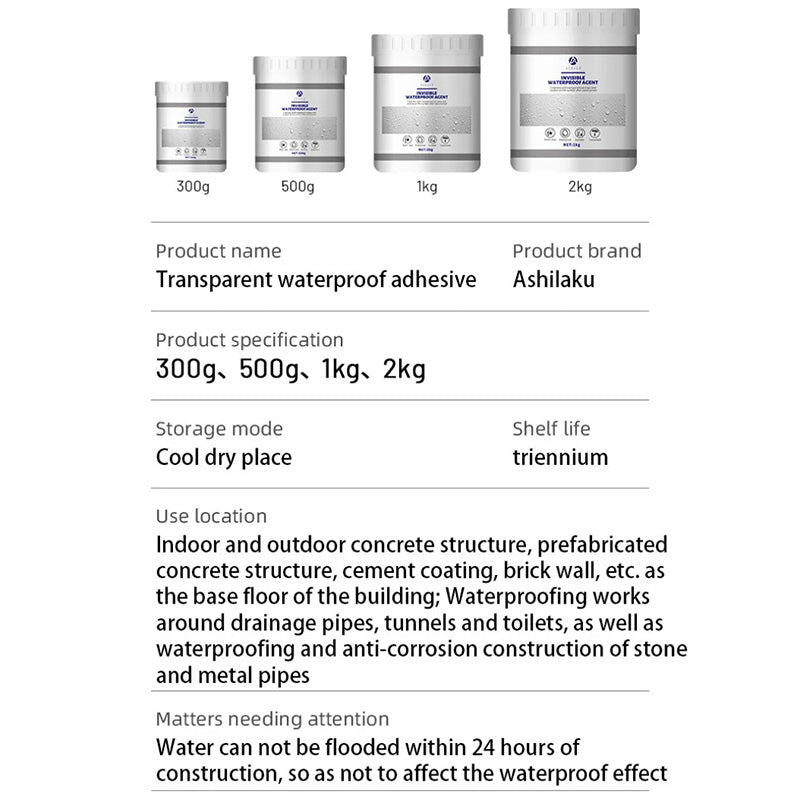 💧 Transparent Waterproof Coating Invisible Repair | 5X Stronger Bond⚡Instant Sealing🌟【Roof/Pipe Pro】Super Strong Anti-Leak Agent for Basement, Tile & Concrete - 10X Durable Than Paint