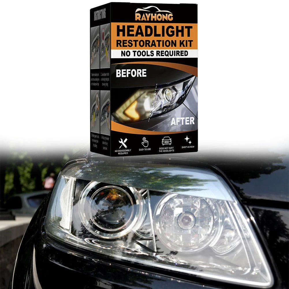 💡🔥 Headlight Restoration Kit - 5-Minute Fix! | Ceramic Shield⚡Yellow Haze Killer🌟【2-Year UV Guard】Scratch Remover for Headlight & Taillight - 3000Lumen Recovery Magic (Pro-Grade Sanding Pads)