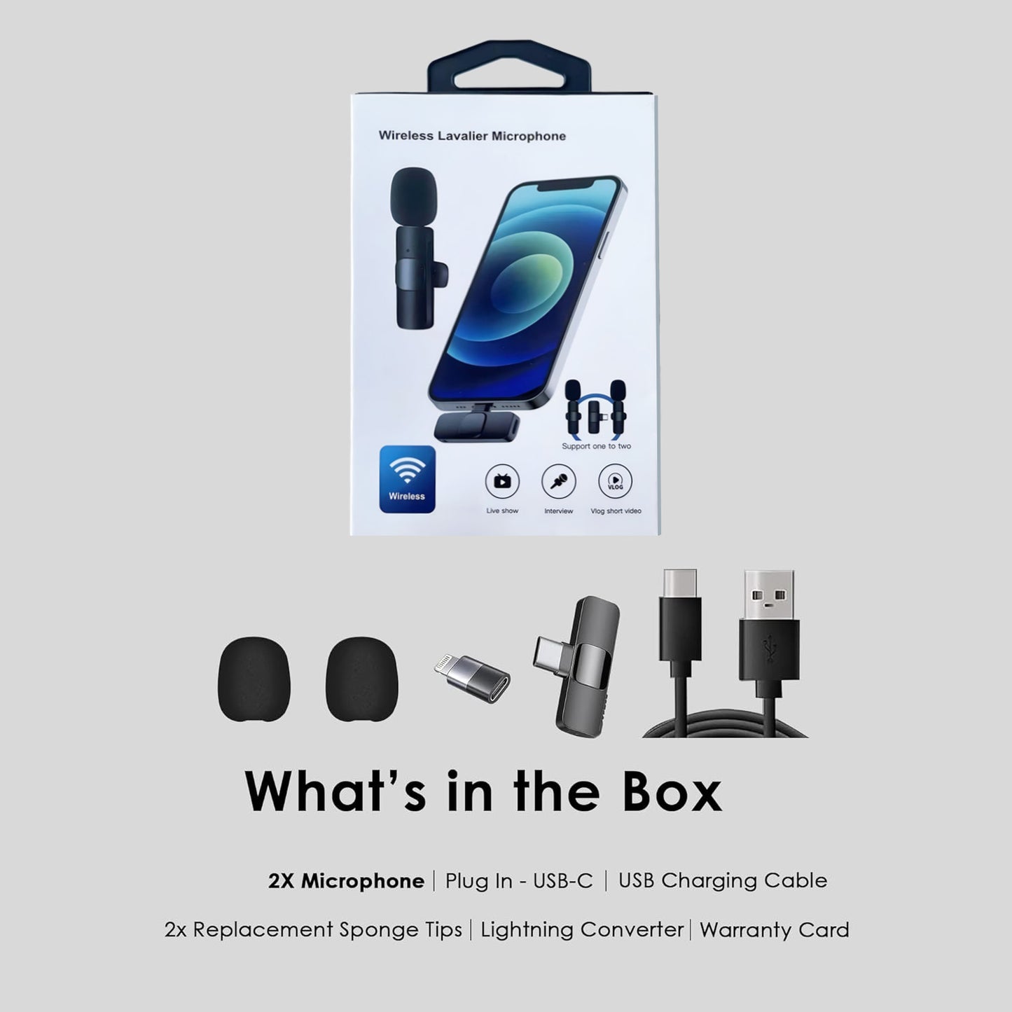 🎤🔥 2-Pack Wireless Lavalier Mic for iPhone/Android | Studio-Quality Recording⚡48H Battery🌟【Podcast/ASMR Pro】USB-C Clip-on Microphone with Noise Cancel - Perfect for Video, Live Stream, YouTube