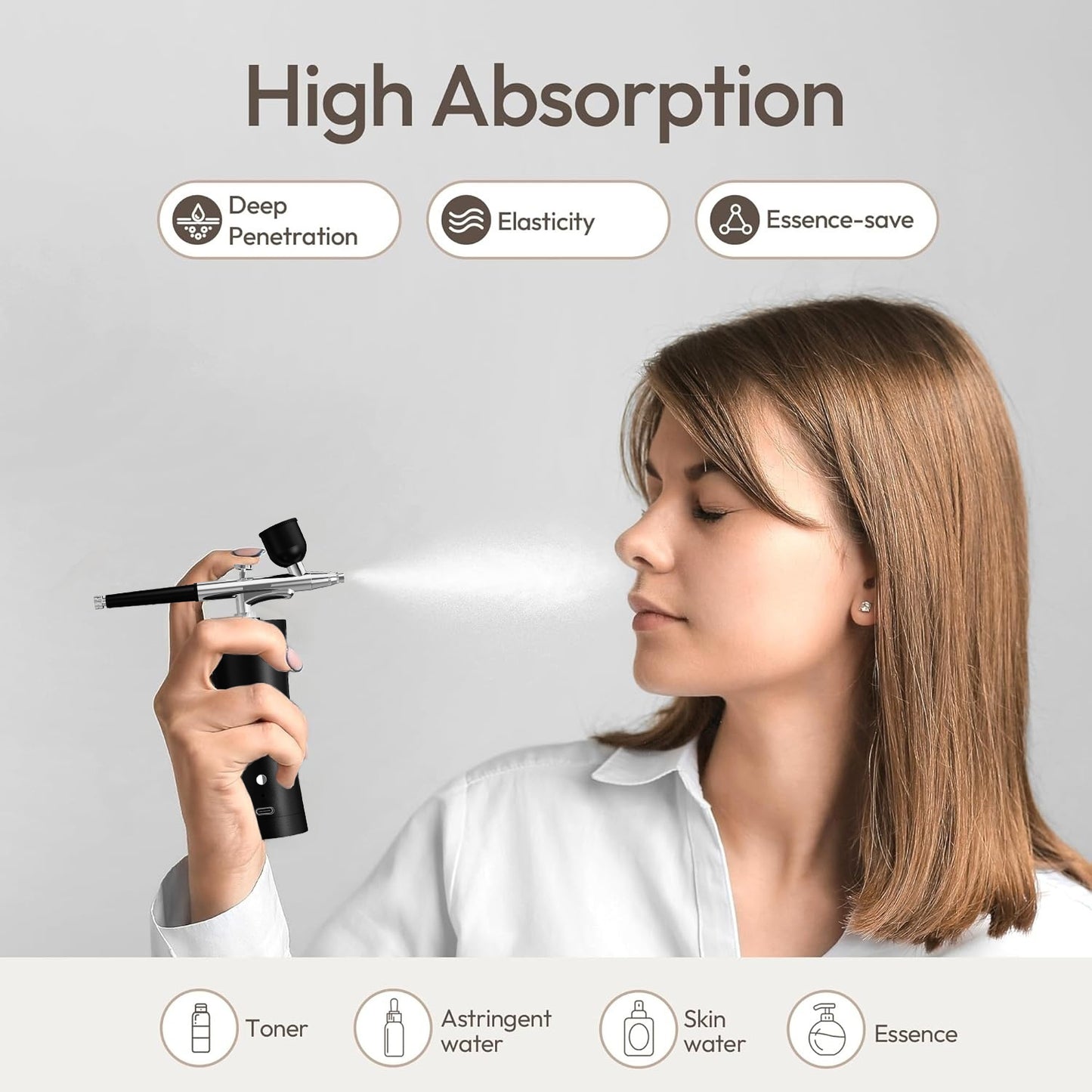🎨🔥 Rechargeable Cordless Airbrush Kit 30PSI | 10-in-1 Pro Spray Gun⚡60 Min Runtime🌟【Nails/Cake/Barber】Portable Compressor for Makeup, Painting, Cookie Decor (Black)