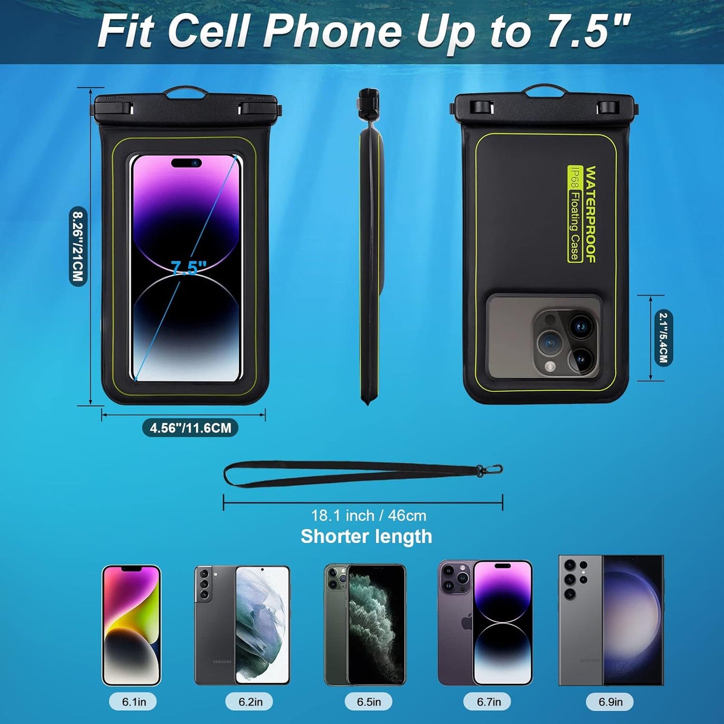 2-Pack Floating Phone Pouch ✨ IP68 Waterproof & Sandproof 💦 Beach Pool Cruise Must-Have! 🔥 Universal Fit + Detachable Lanyard 🌟 #BeachEssentials #TravelHack