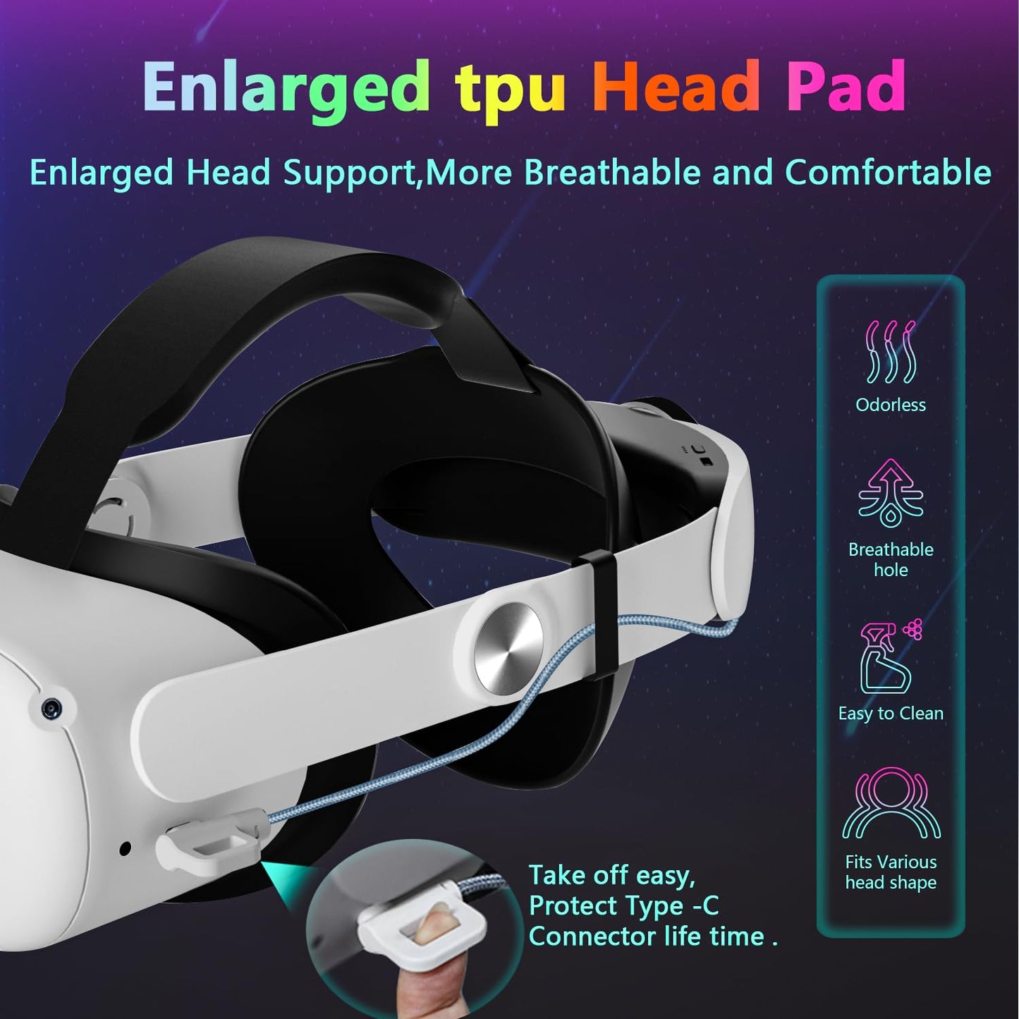 10000mAh Oculus Quest 2 Head Strap ✨ RGB Lights & Fast Charging 💥 Elite Strap Replacement + 8H Playtime 🌟 Zero-Pressure Comfort Fit 🔥 #VRHacks #OculusQuest2