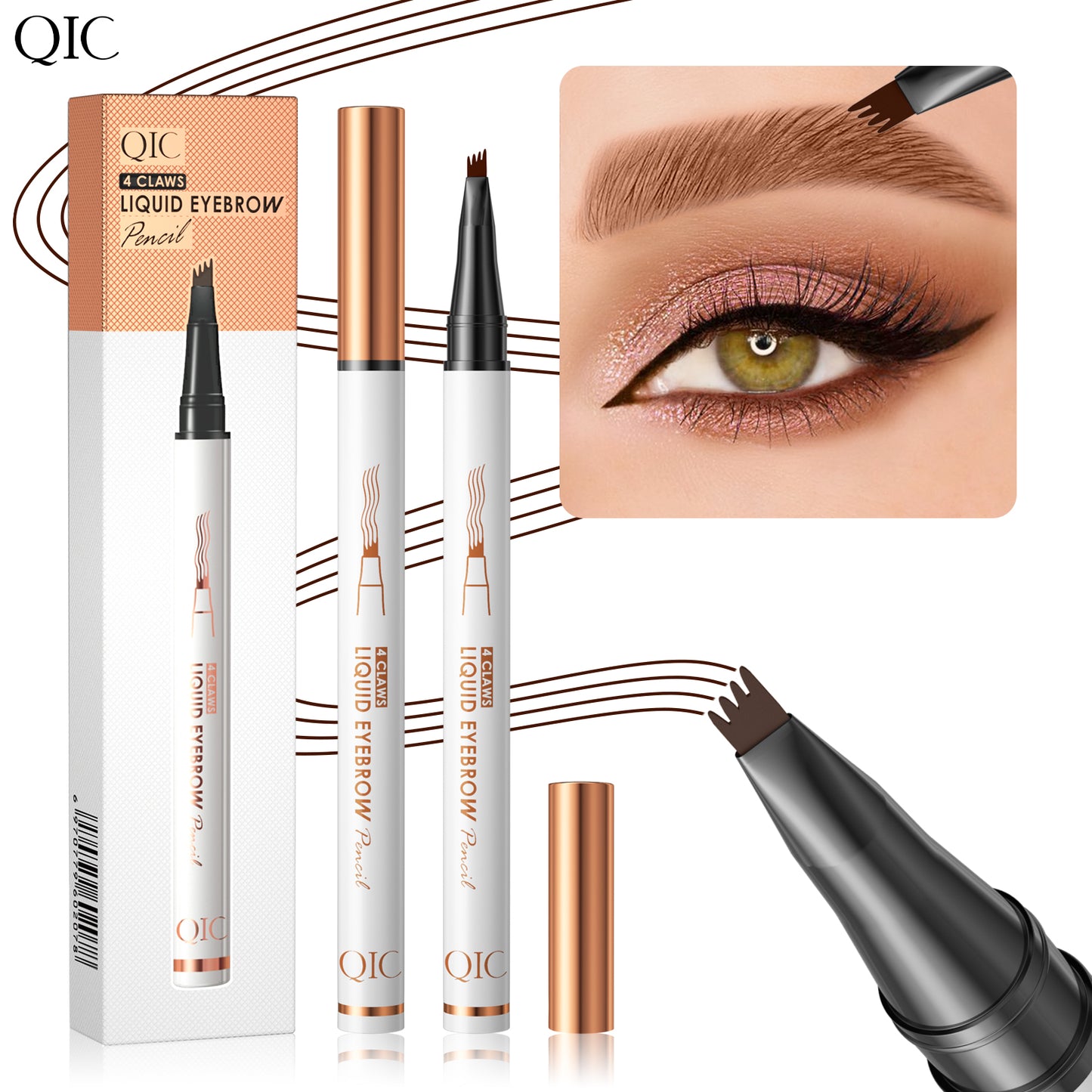 4-Head Microblading Brow Stamp ✨ 24H No-Smudge Waterproof🔥 Ultra-Fine Hair Strokes + Beginner Proof! 💯 Lazy Girl Brow Hack for NATURAL #FeatherBrows! ➕ #MicrobladingPen | #BrowHack| #BeginnerBrows