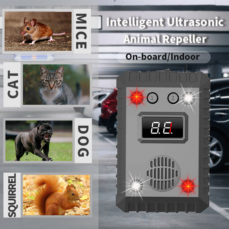 🐭🔥 Ultrasonic Mouse Repeller with 8 LED Strobe | 12V/5V Smart Power⚡【Auto/House/Warehouse Pro】Intelligent Start-Stop Ultrasound Alarm - 360° Pest-Free Zone Creator
